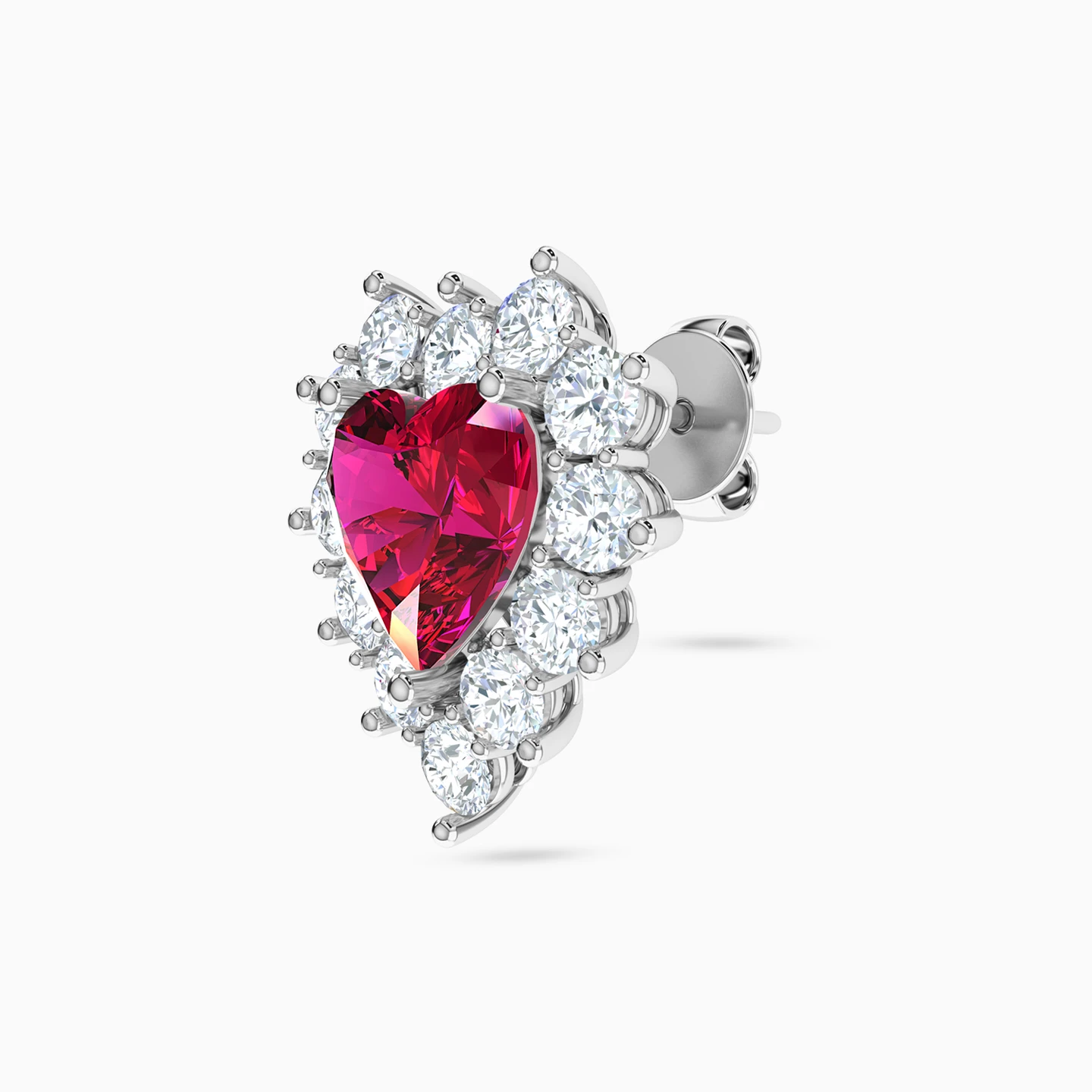 Framed Heart Red Stone Stud Earrings in 18K Gold - 4 Framed Heart Red Stone Stud Earrings in 18K Gold - 4