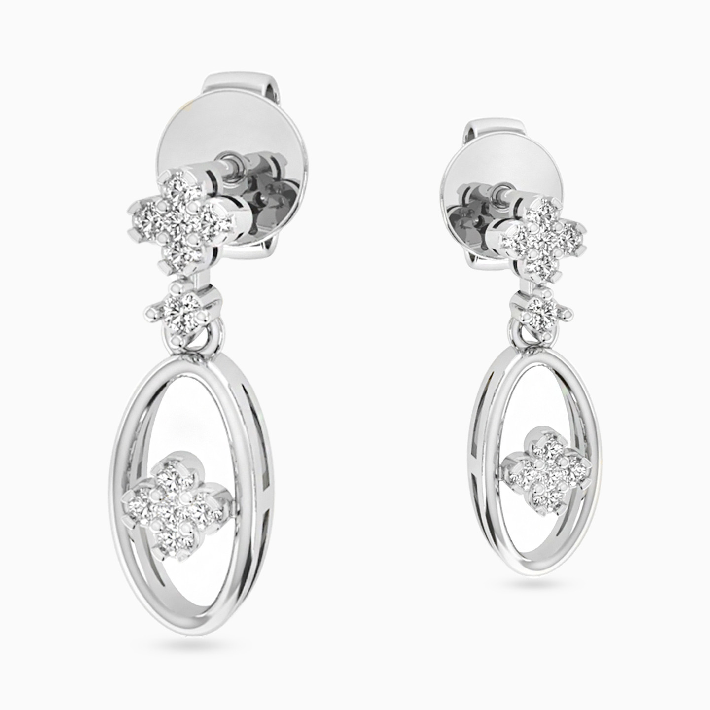 Oval Diamond Drop Earrings in 18K Gold - 3 Oval Diamond Drop Earrings in 18K Gold - 3