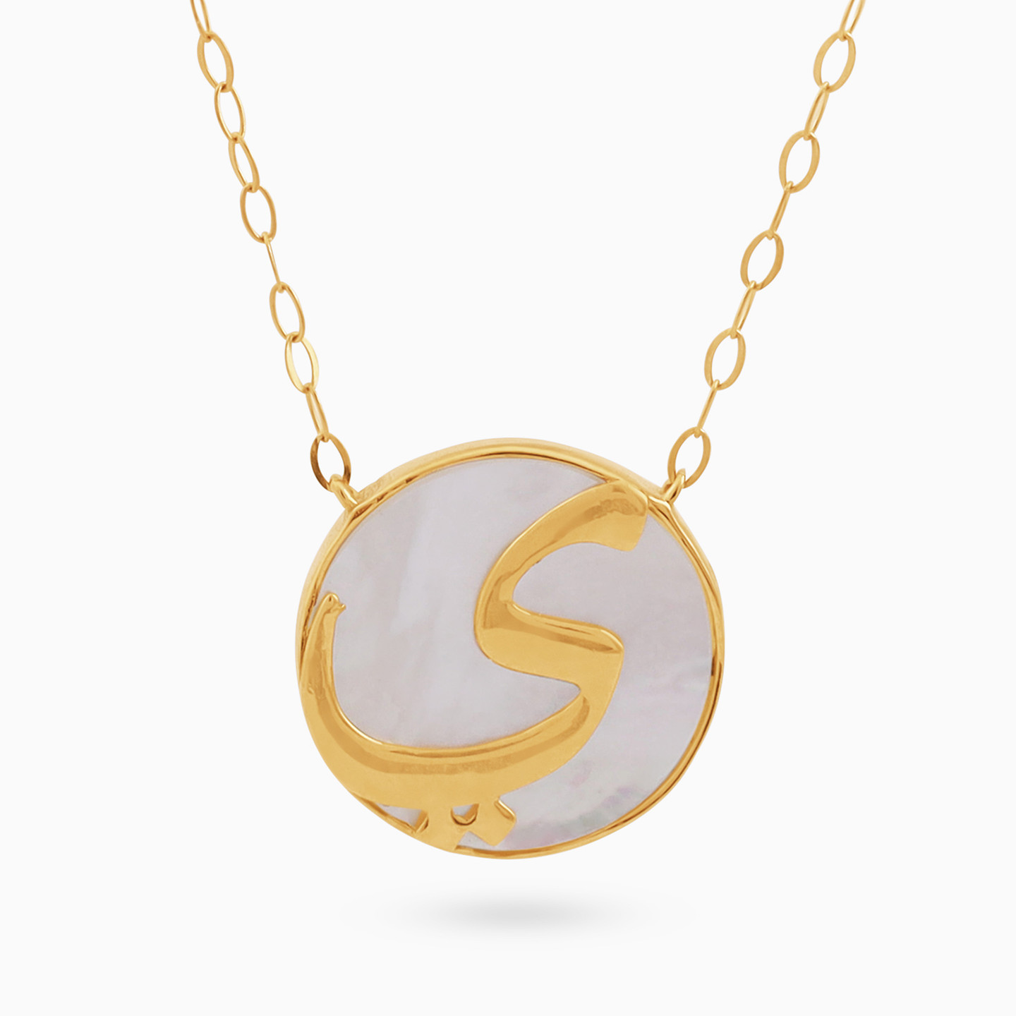 Letter Ya Pearl Necklace in 18K Gold