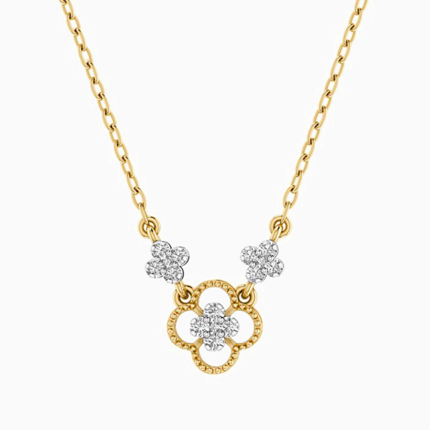 Flower Shaped Diamonds Pendant with 18K Gold Chain