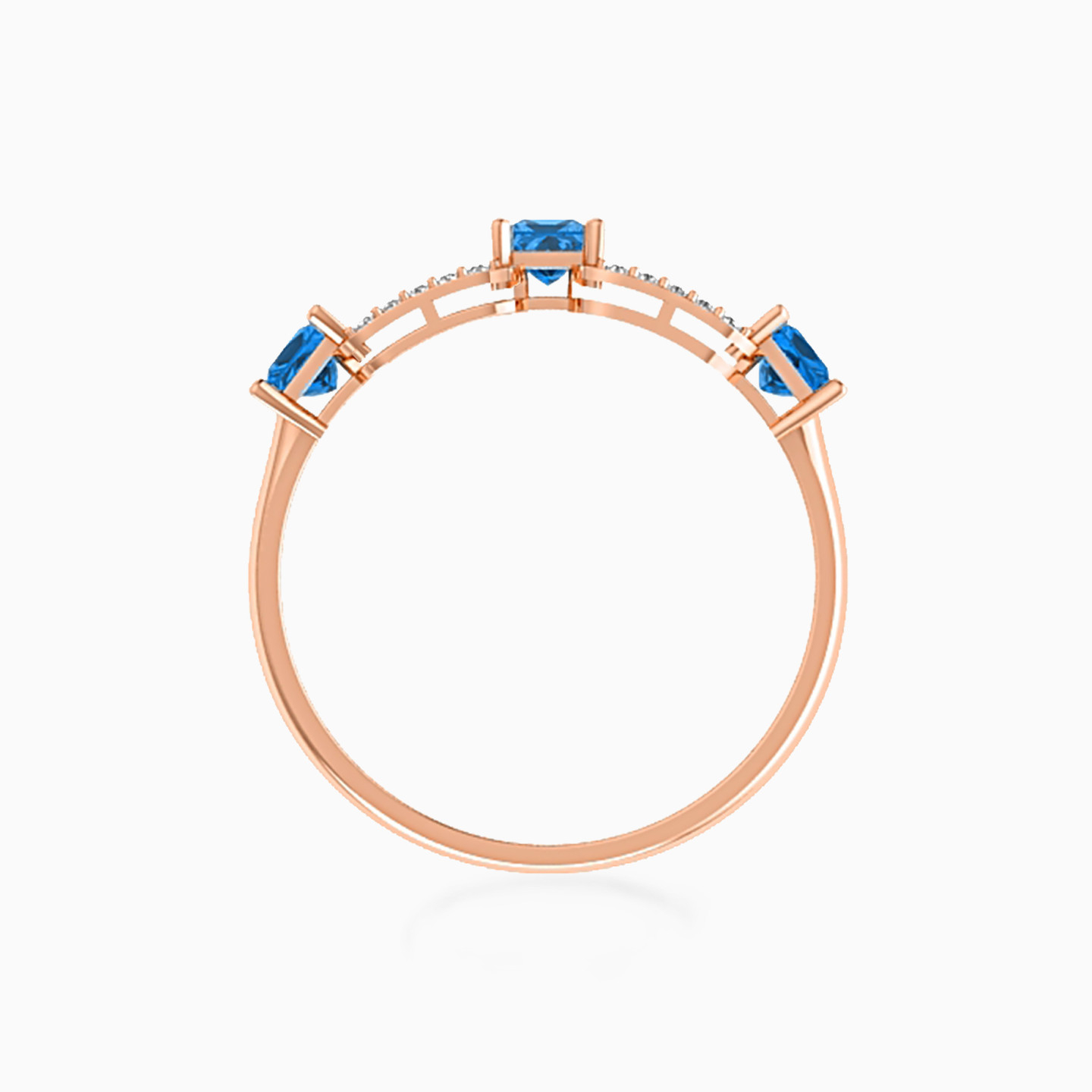 Square Diamonds & Blue Stone Statement Ring in 18K Gold - 3 Square Diamonds & Blue Stone Statement Ring in 18K Gold - 3