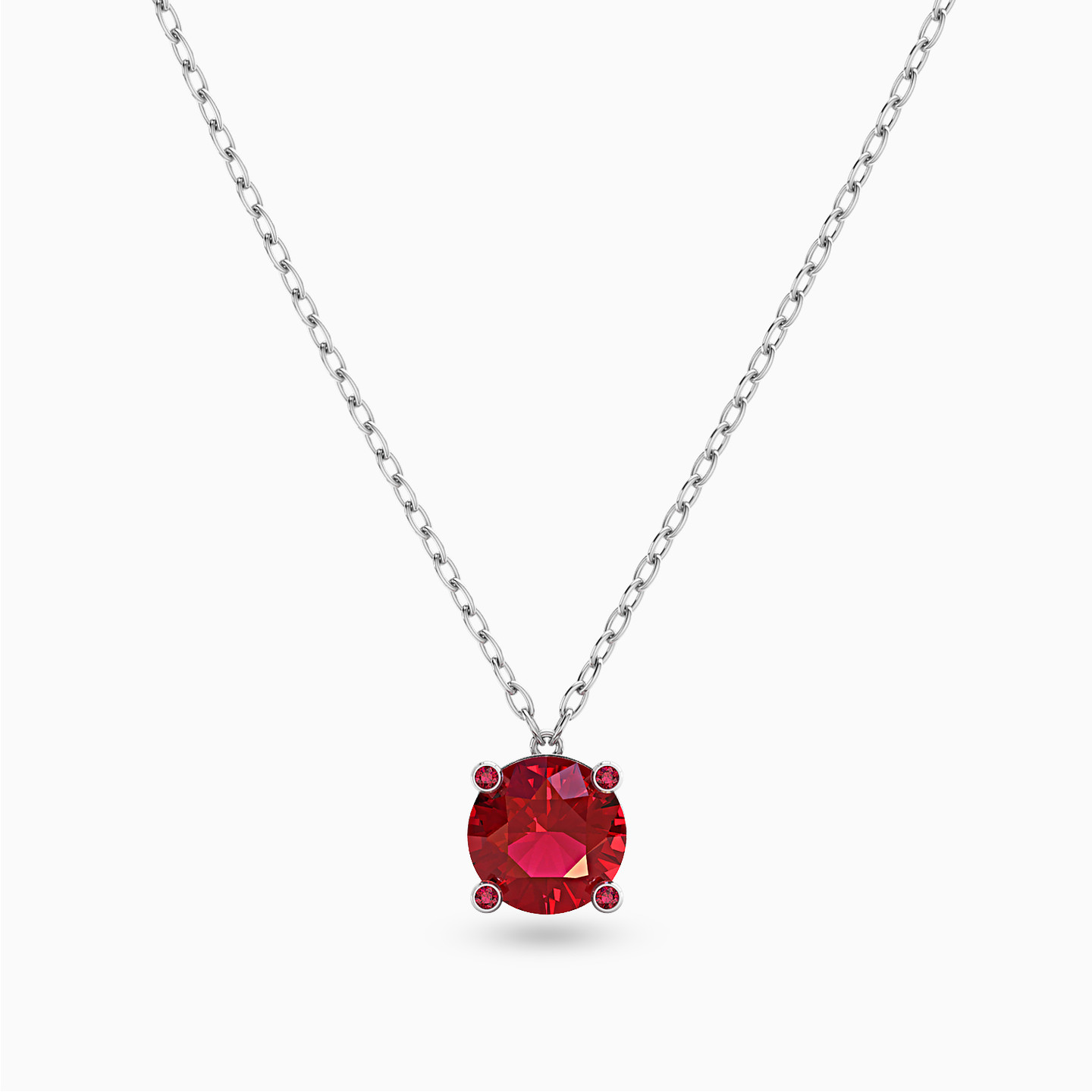 Round Red Stone Necklace in 18K Gold Round Red Stone Necklace in 18K Gold