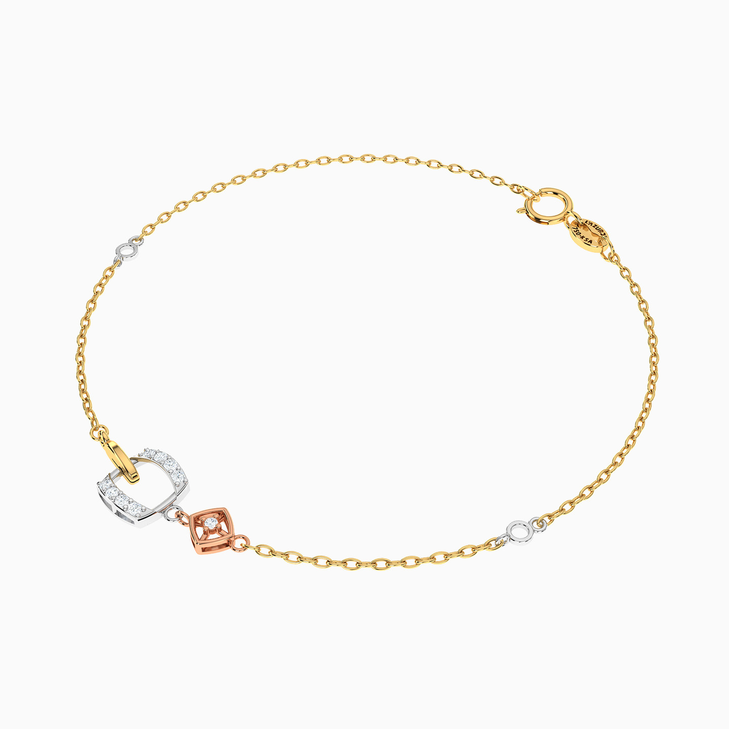 Square Diamond Chain Bracelet in 18K Gold - 2 Square Diamond Chain Bracelet in 18K Gold - 2