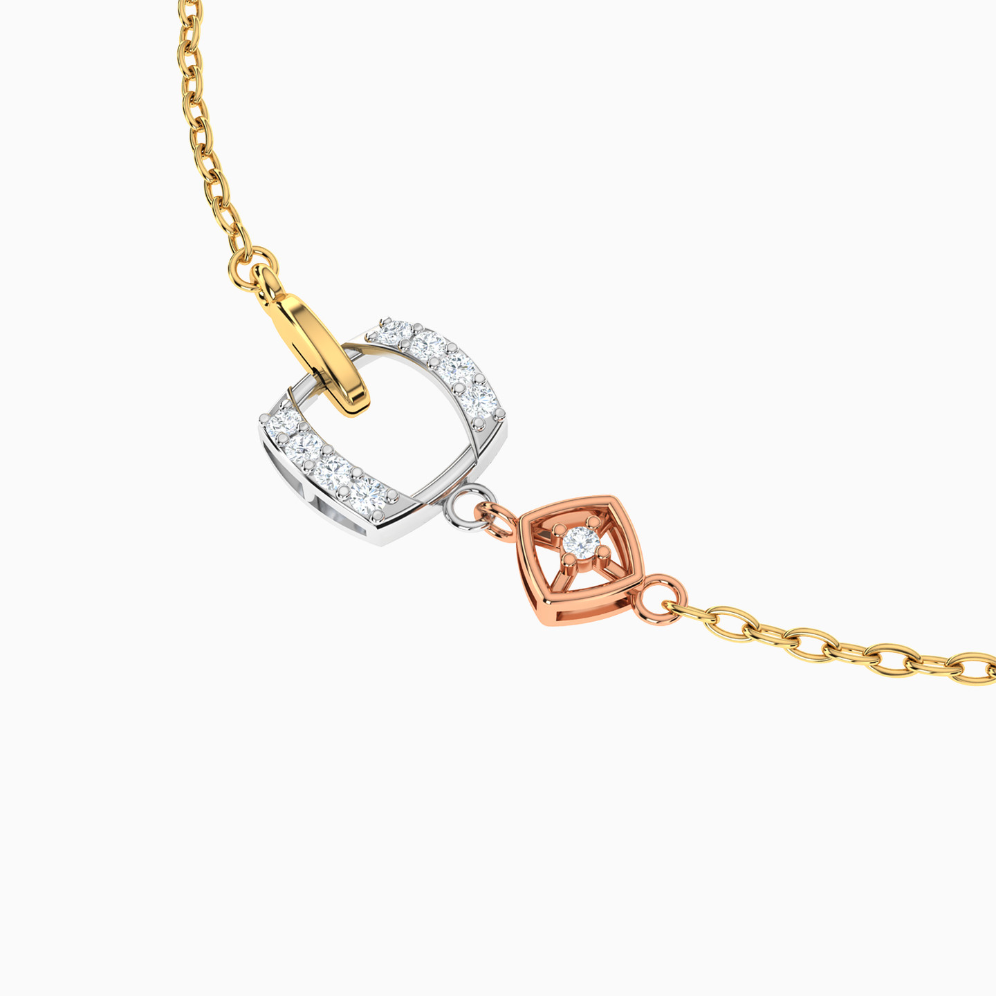 Square Diamond Chain Bracelet in 18K Gold - 3 Square Diamond Chain Bracelet in 18K Gold - 3