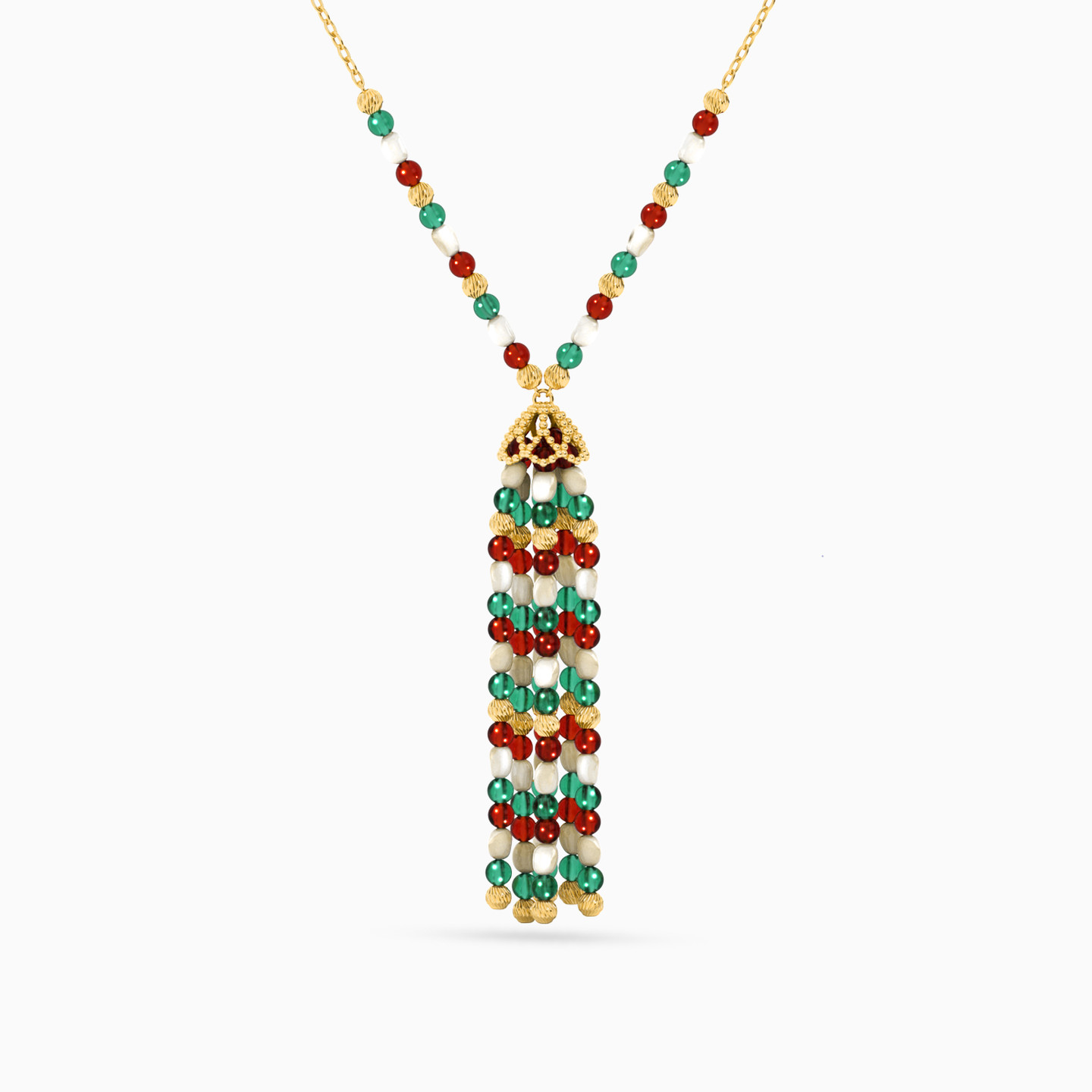 Ball Colored Stones Chain Necklace in 18K Gold Ball Colored Stones Chain Necklace in 18K Gold