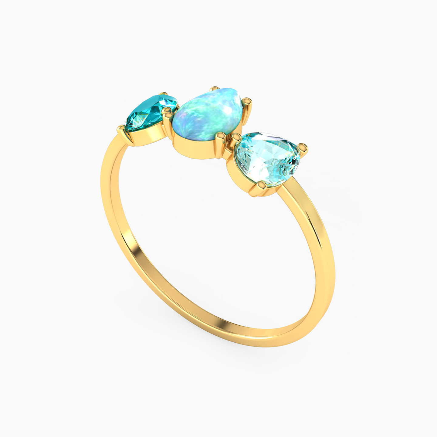 Pear Colored Stones Statement Ring in 18K Gold - 2 Pear Colored Stones Statement Ring in 18K Gold - 2