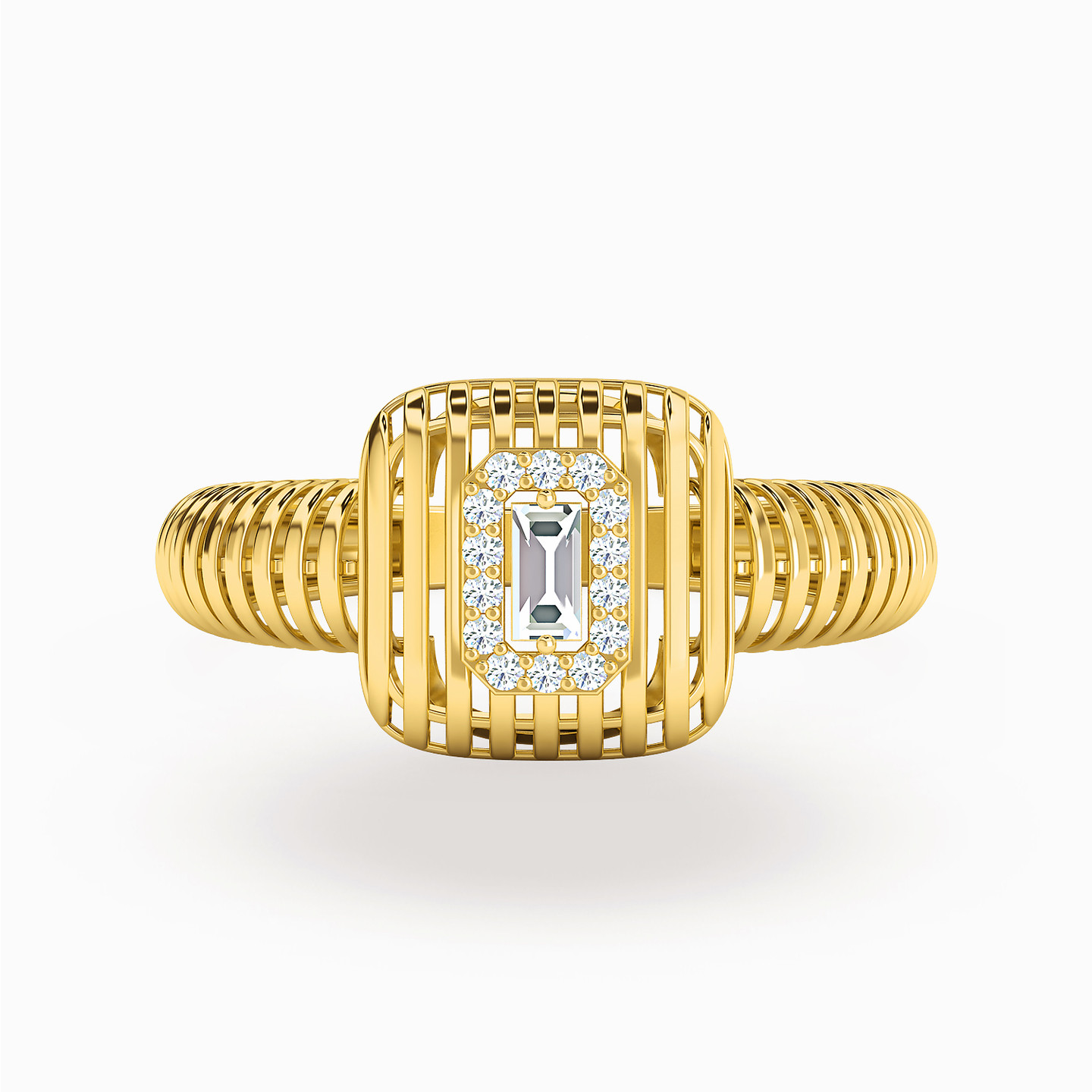 Square Cubic Zirconia Ring in 21K Gold Square Cubic Zirconia Ring in 21K Gold