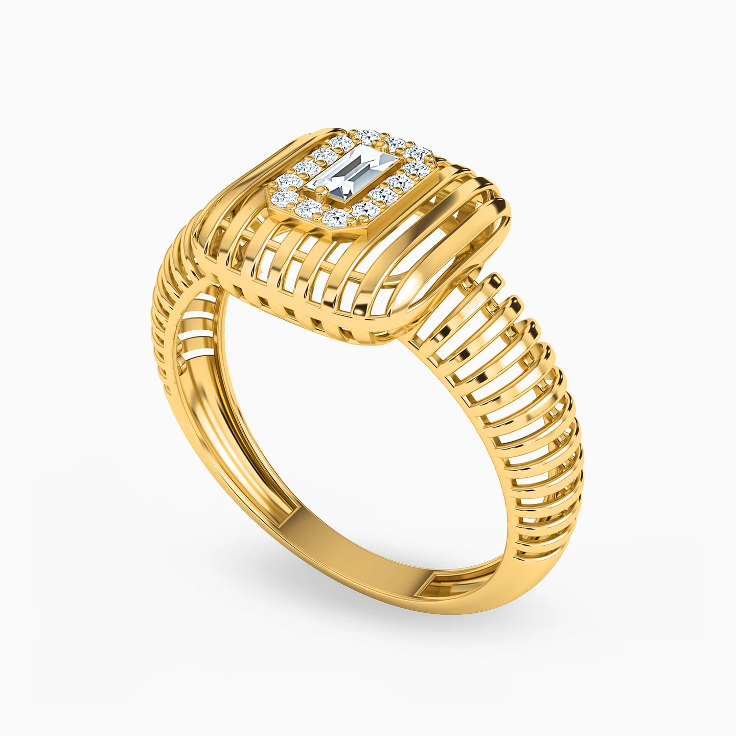 Square Cubic Zirconia Ring in 21K Gold - 2 Square Cubic Zirconia Ring in 21K Gold - 2