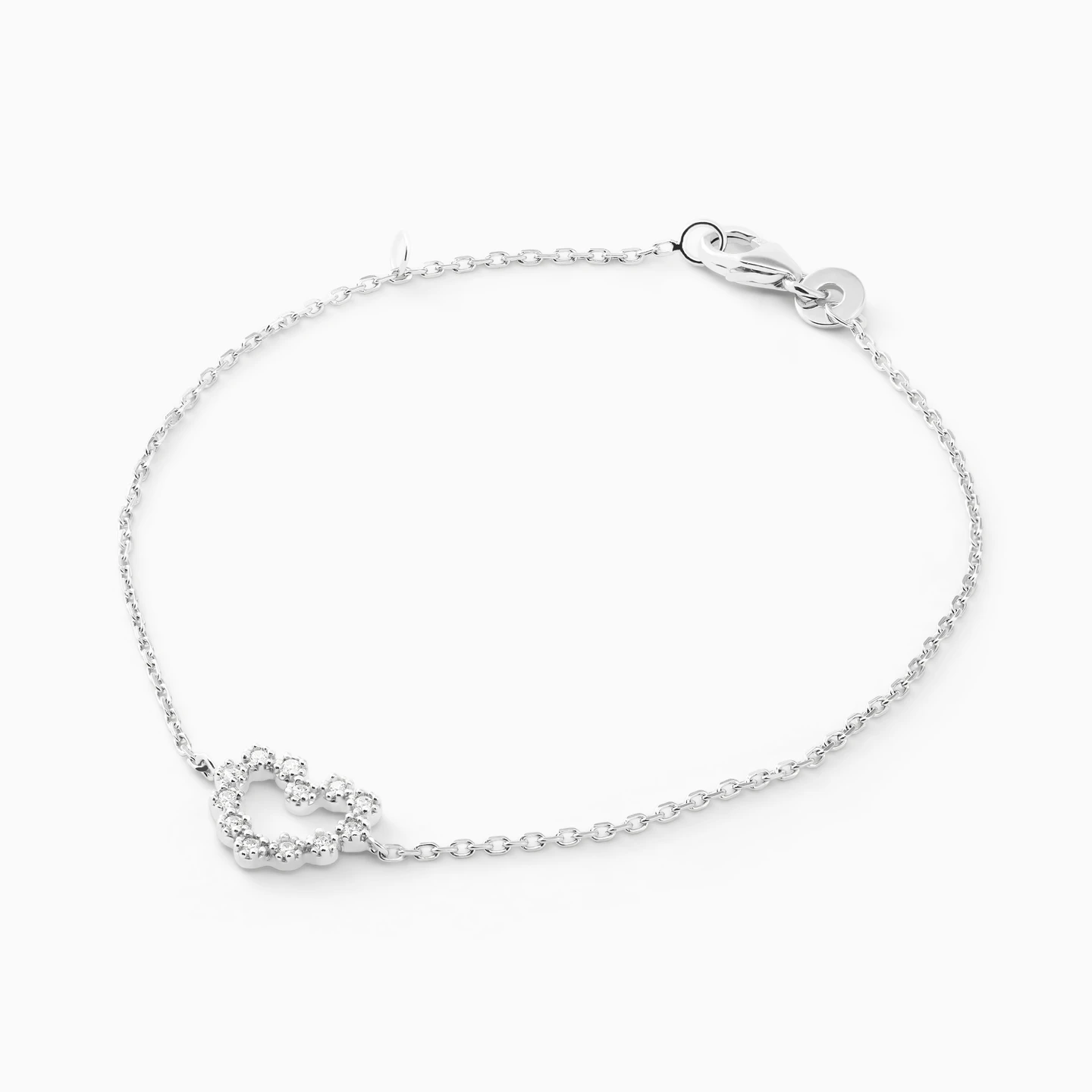 Heart Cubic Zirconia Sterling Silver Chain Bracelet - 2 Heart Cubic Zirconia Sterling Silver Chain Bracelet - 2