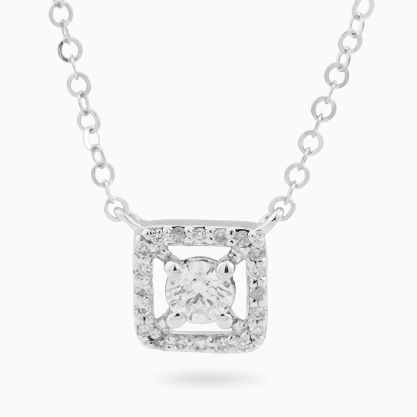 Square Cubic Zirconia Necklace In 18K Gold