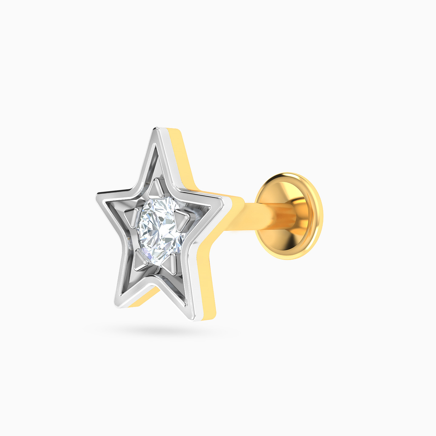 Star Diamonds Nose Pin Piercing in 18K Gold - 3 Star Diamonds Nose Pin Piercing in 18K Gold - 3