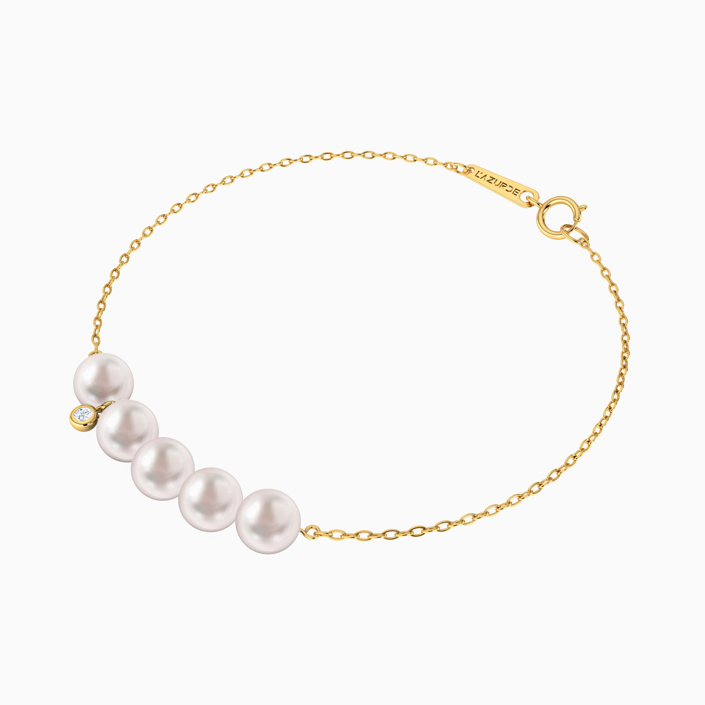 Round Diamond & Pearls Chain Bracelet in 18K Gold - 2