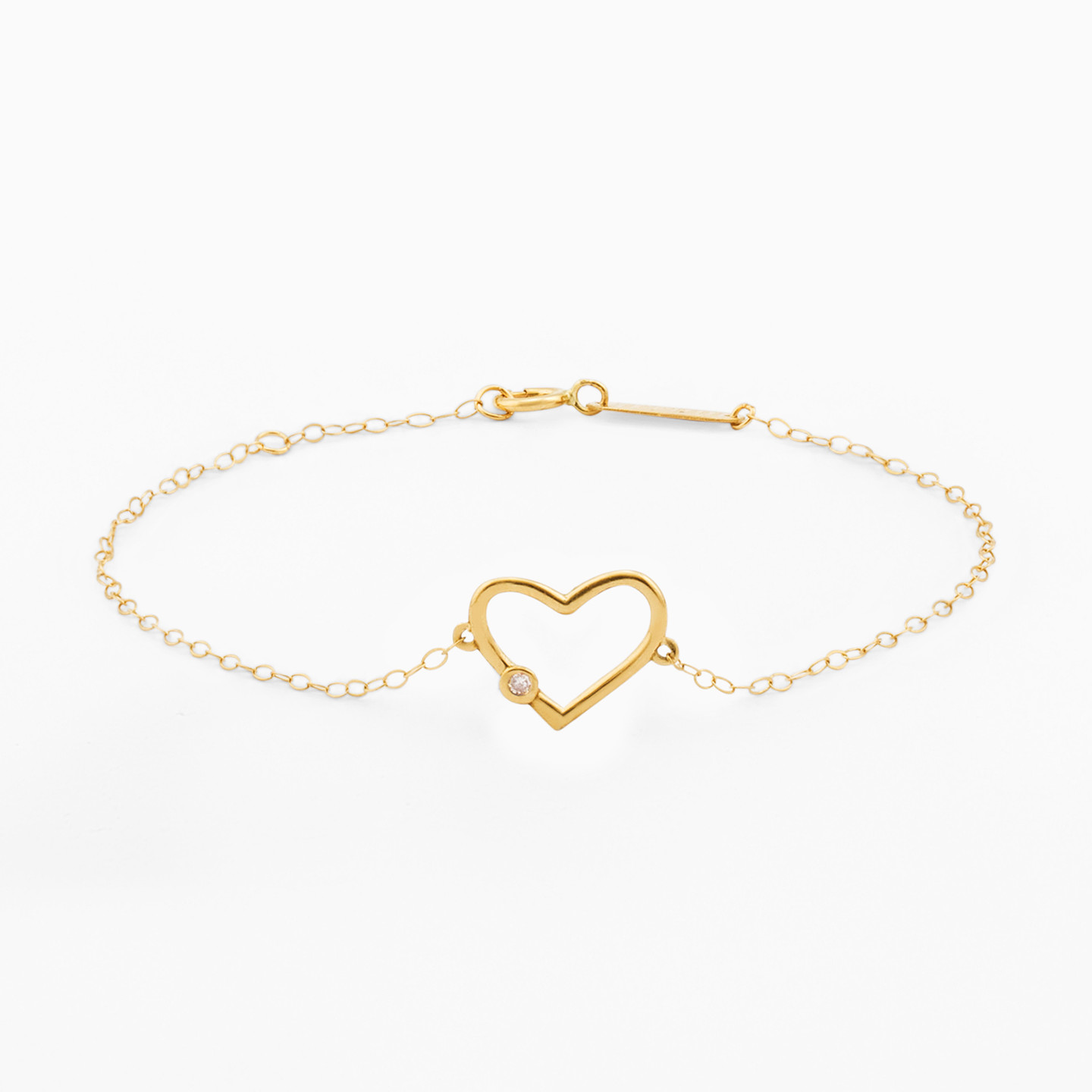 Heart Clear Stone Chain Bracelet in 18K Gold Heart Clear Stone Chain Bracelet in 18K Gold