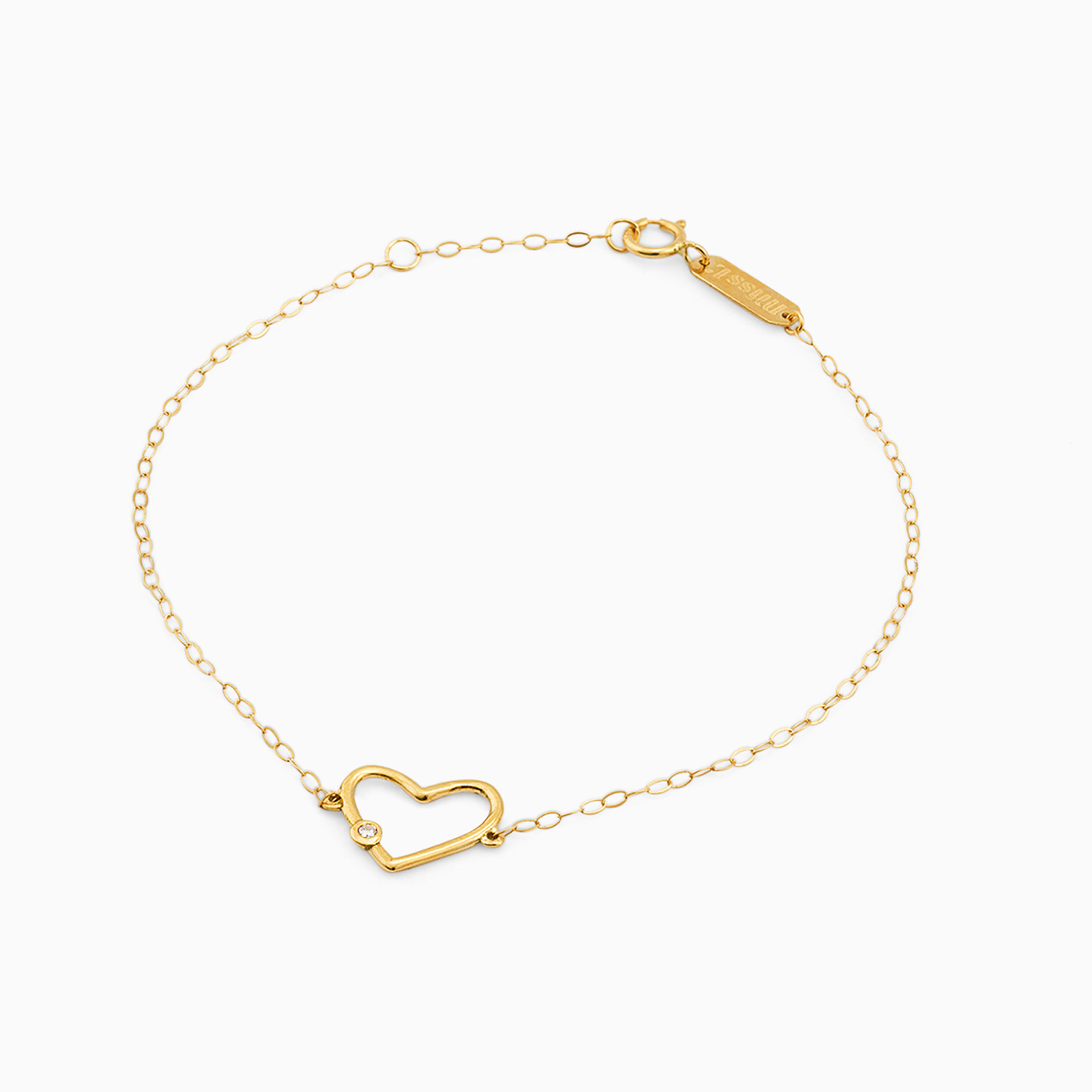 Heart Clear Stone Chain Bracelet in 18K Gold - 2 Heart Clear Stone Chain Bracelet in 18K Gold - 2
