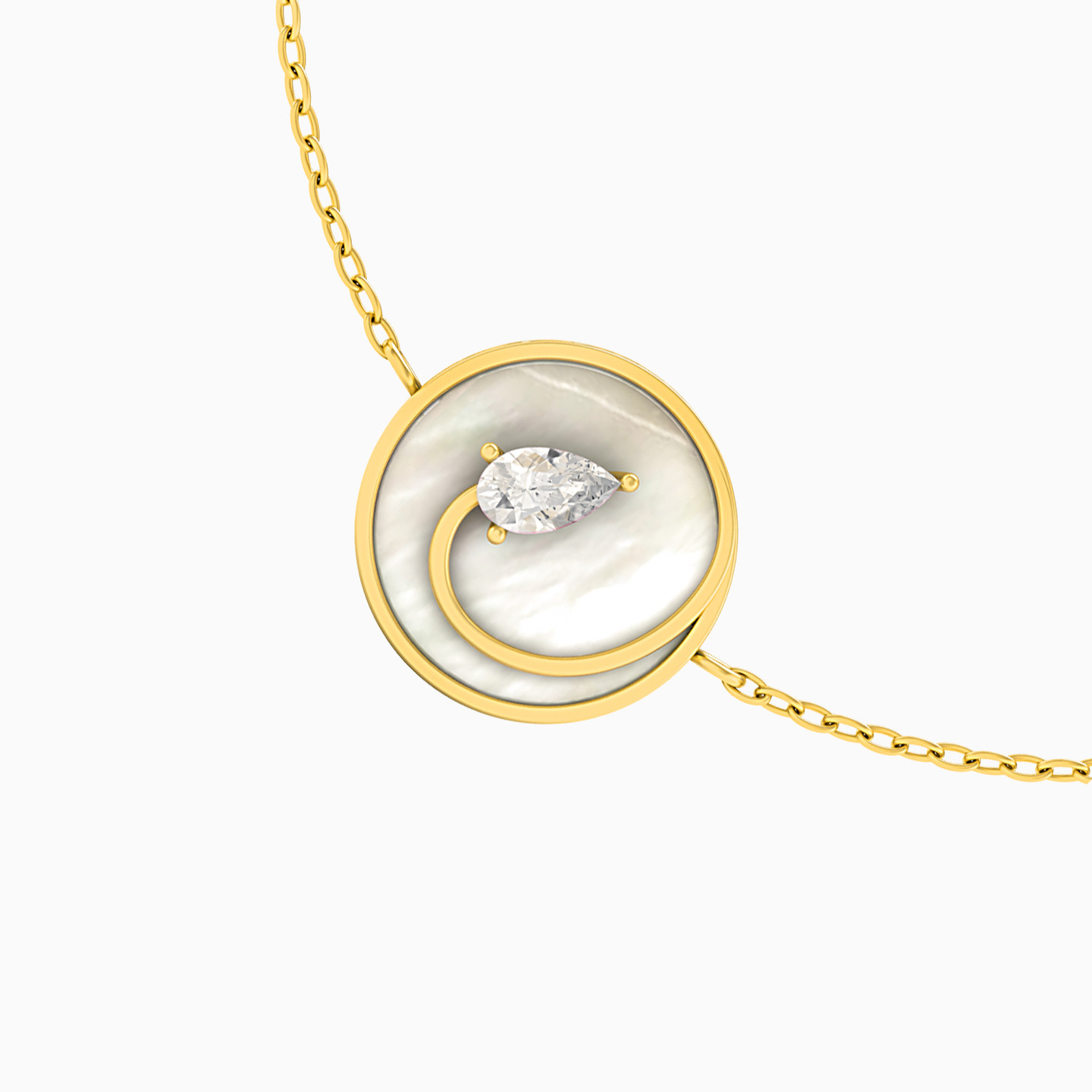 Circle Colored Stones Chain Bracelet in 18K Gold - 3 Circle Colored Stones Chain Bracelet in 18K Gold - 3