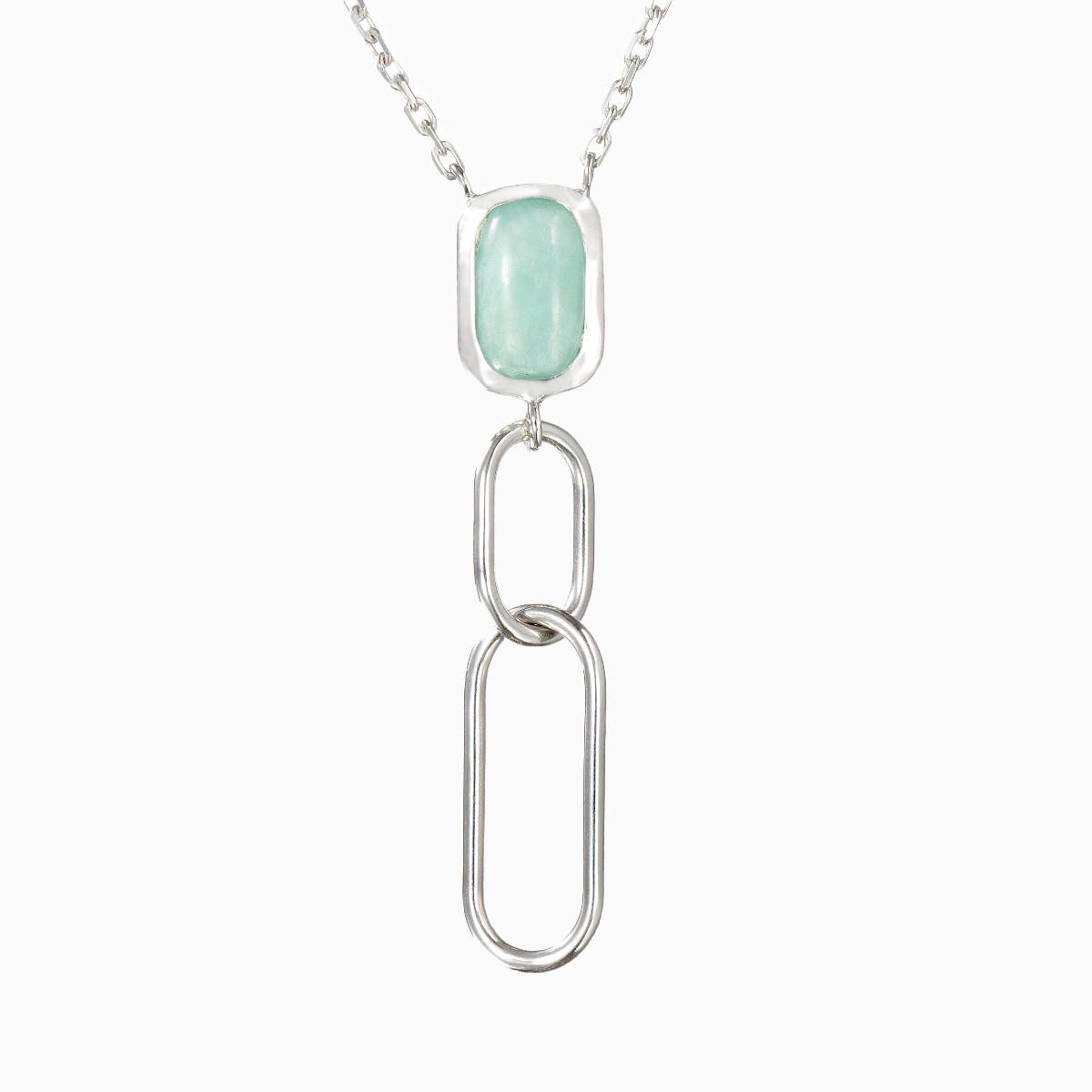 Oval Green Stones Sterling Silver Necklace Oval Green Stones Sterling Silver Necklace