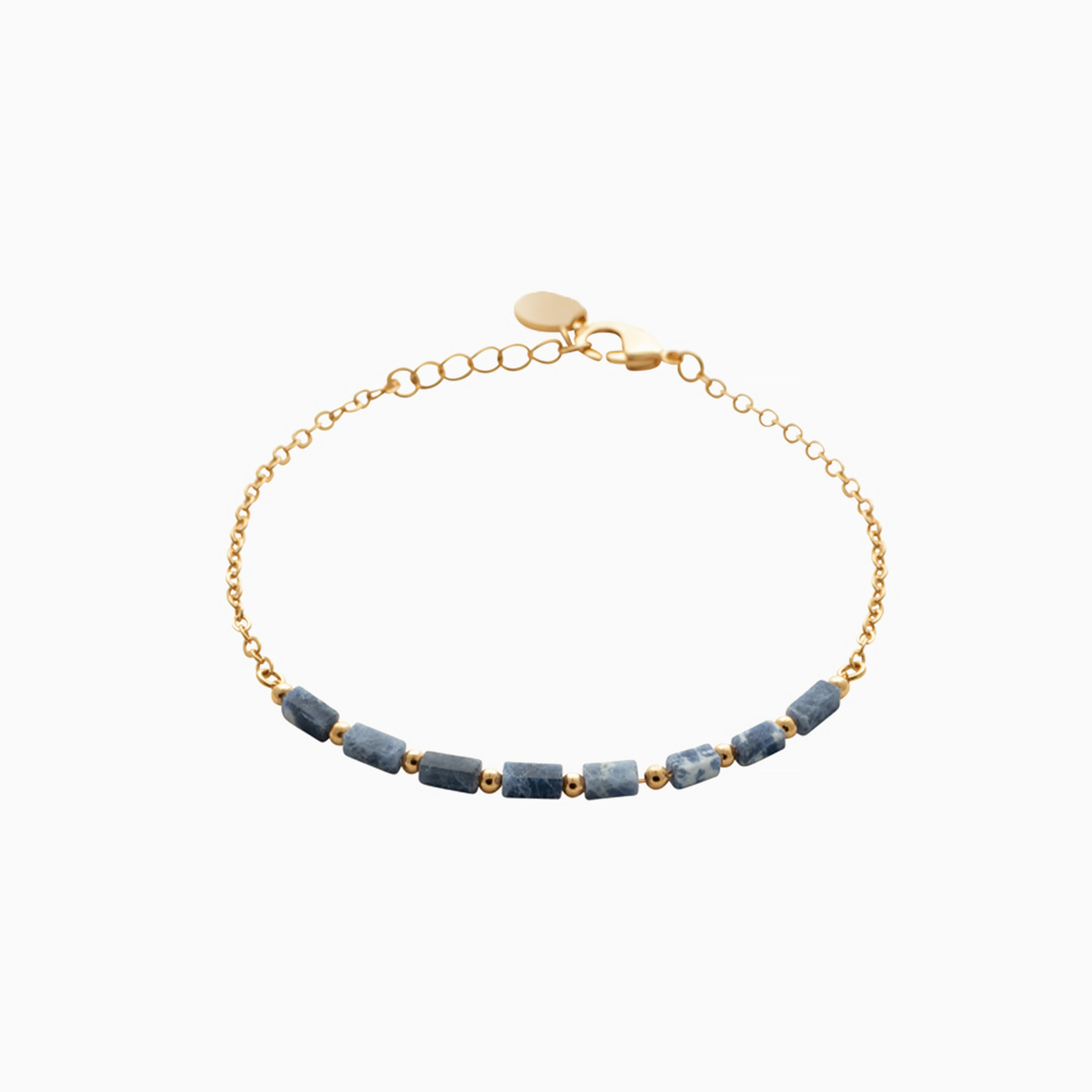 Rectangle Blue Stone Gold Plated Chain Bracelet Rectangle Blue Stone Gold Plated Chain Bracelet