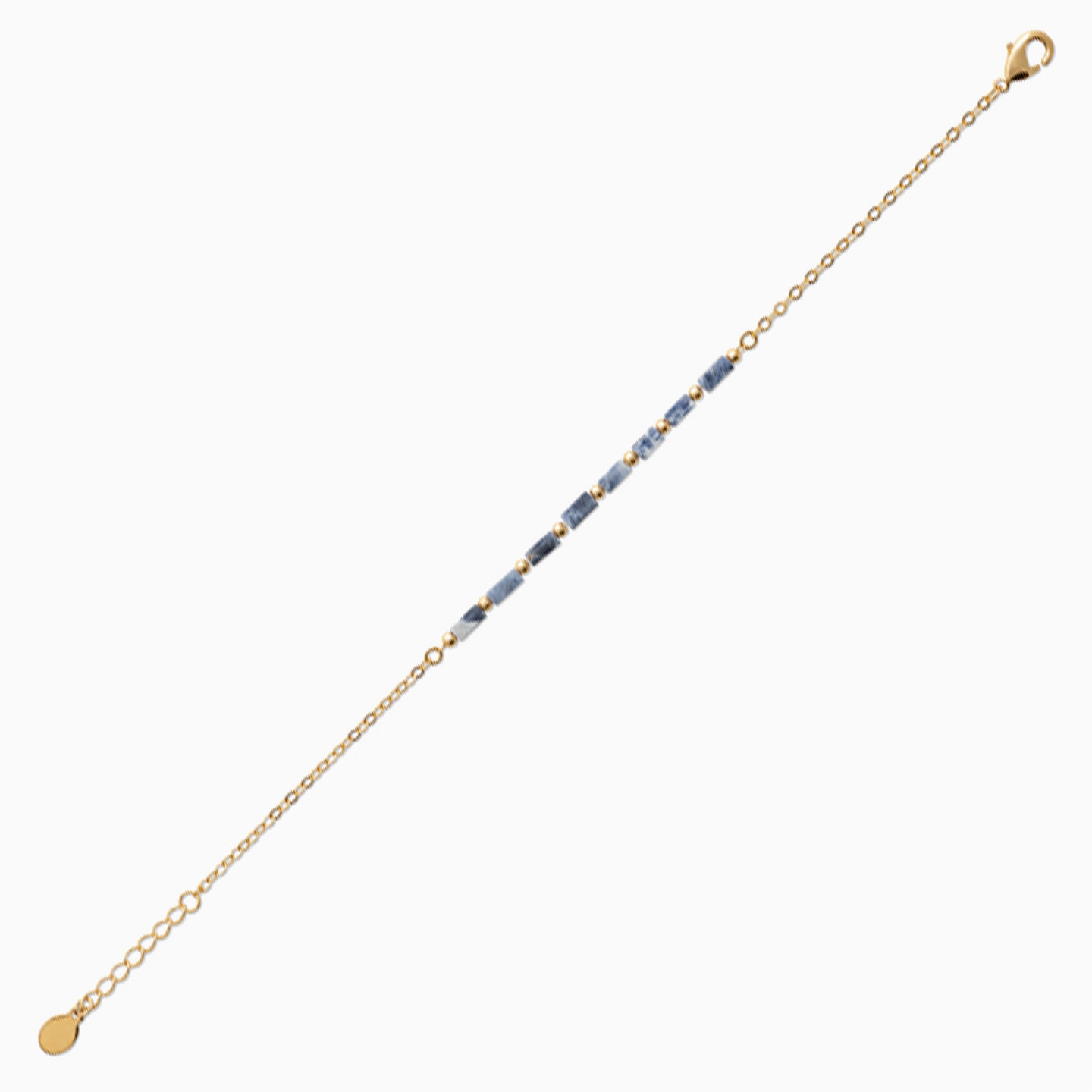 Rectangle Blue Stone Gold Plated Chain Bracelet - 4 Rectangle Blue Stone Gold Plated Chain Bracelet - 4