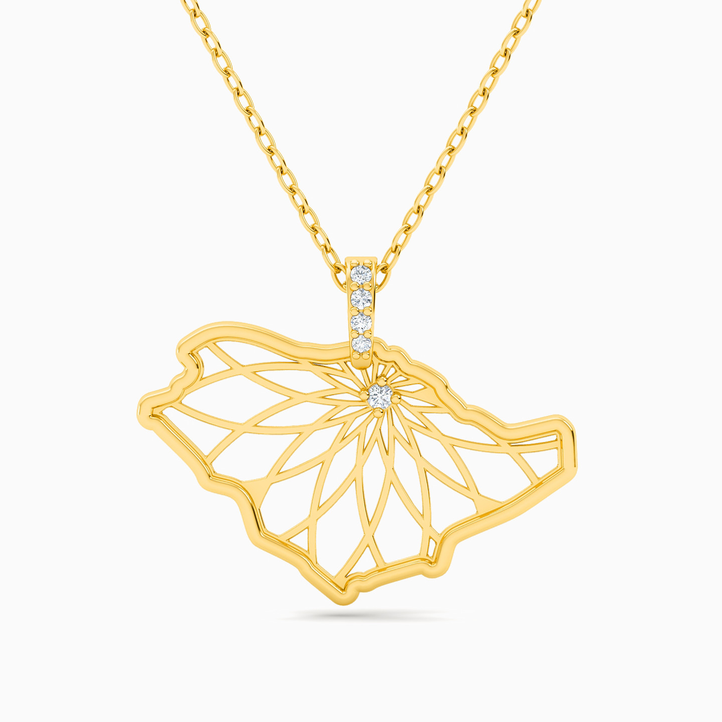 KSA Map Diamonds Necklace In 18K Gold KSA Map Diamonds Necklace In 18K Gold