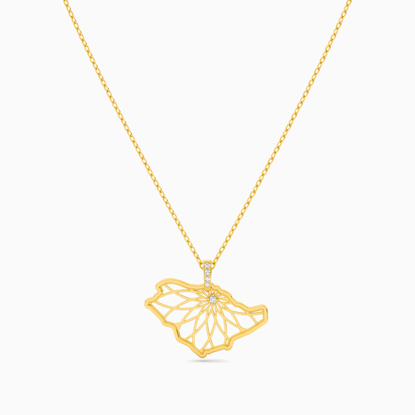 KSA Map Diamonds Necklace In 18K Gold - 3 KSA Map Diamonds Necklace In 18K Gold - 3