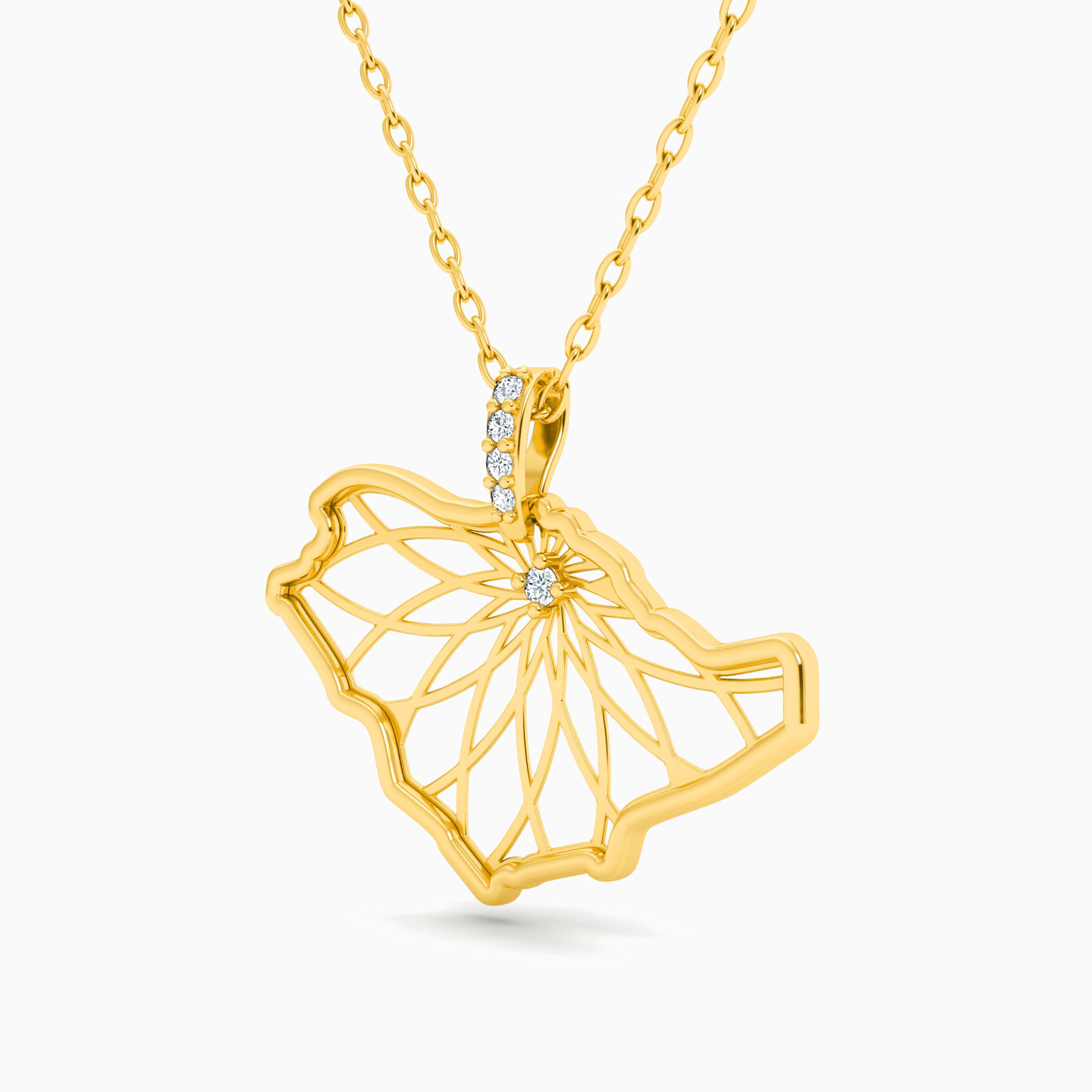 KSA Map Diamonds Necklace In 18K Gold - 2 KSA Map Diamonds Necklace In 18K Gold - 2