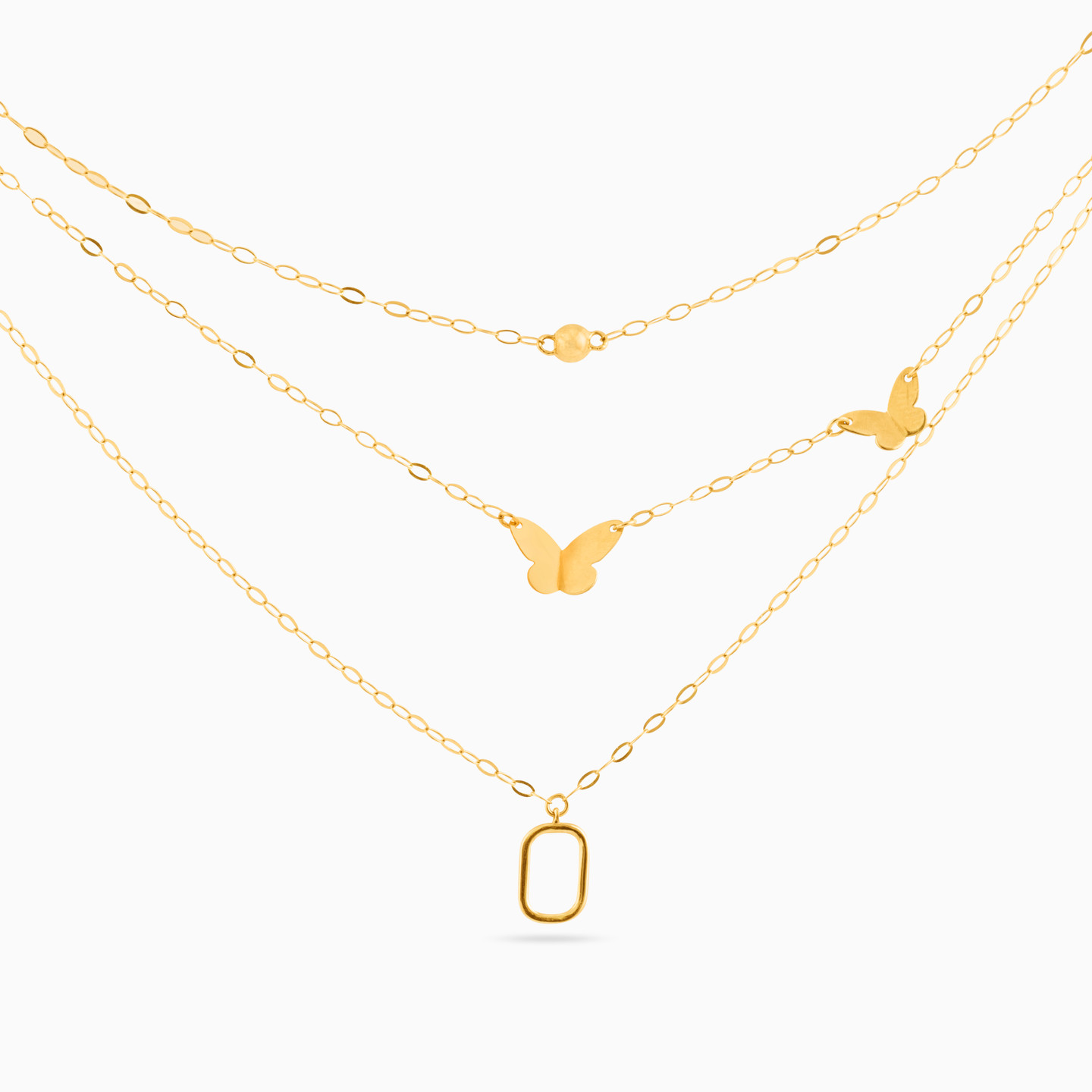 Butterfly Layered Necklace in 18K Gold - 2 Butterfly Layered Necklace in 18K Gold - 2