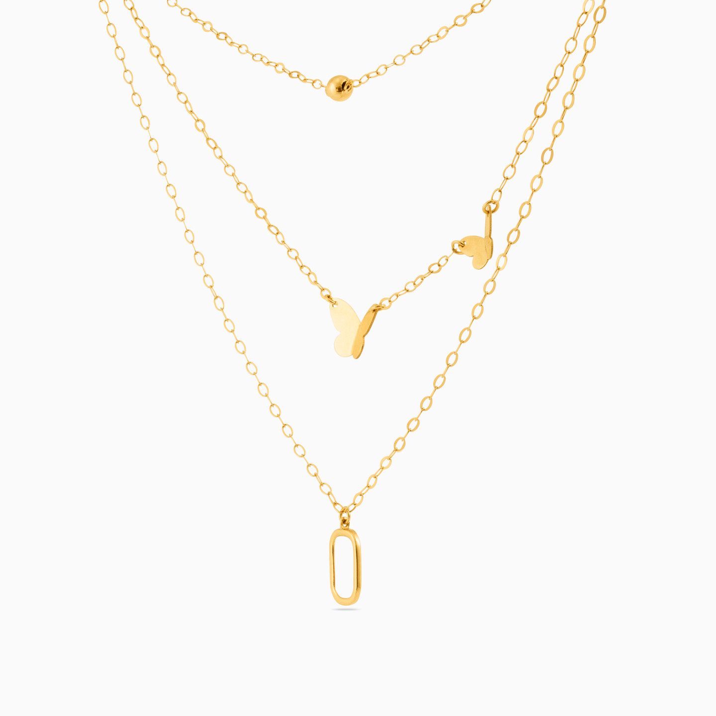 Butterfly Layered Necklace in 18K Gold - 3 Butterfly Layered Necklace in 18K Gold - 3