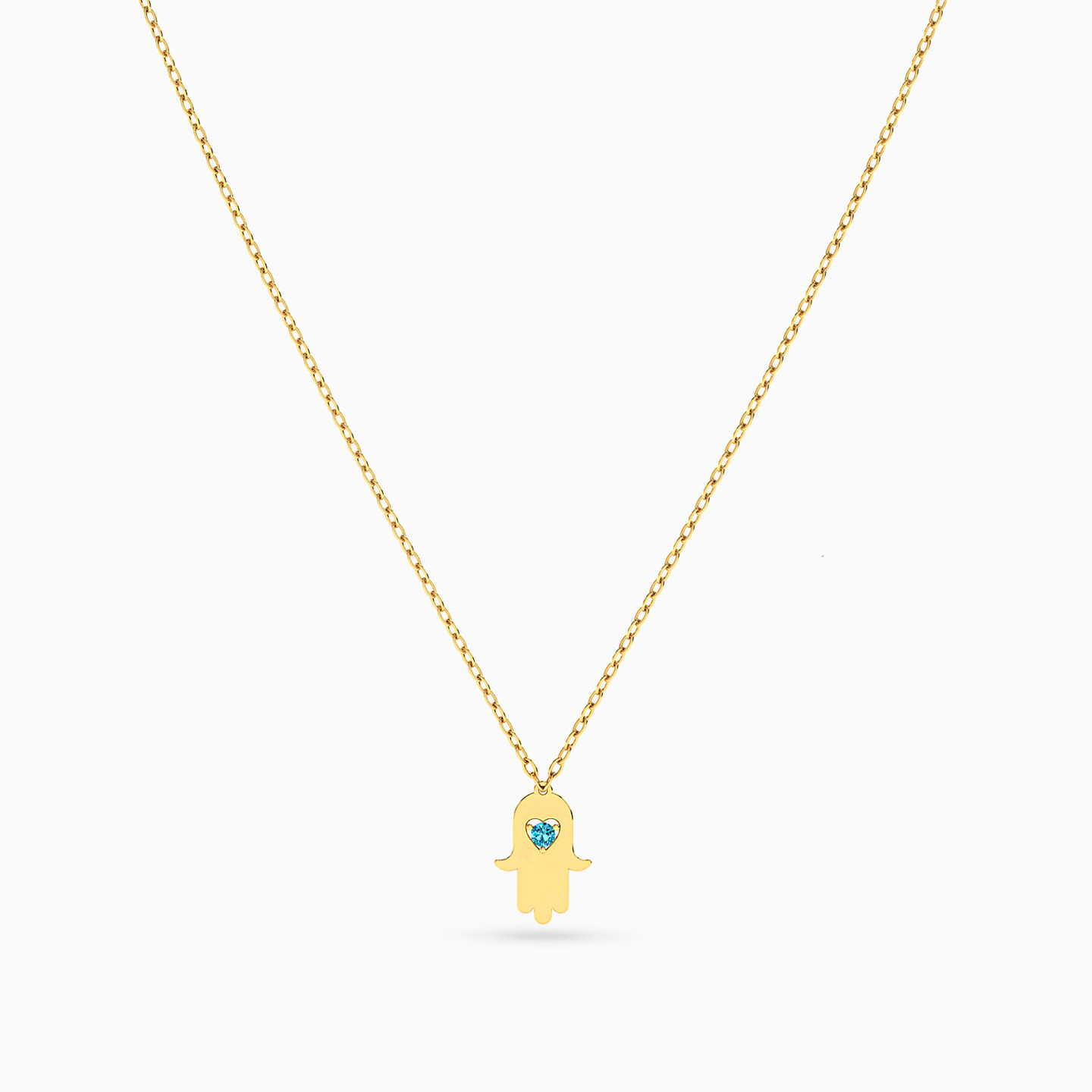 Hamsa Colored Stones Necklace In 18K Gold - 3