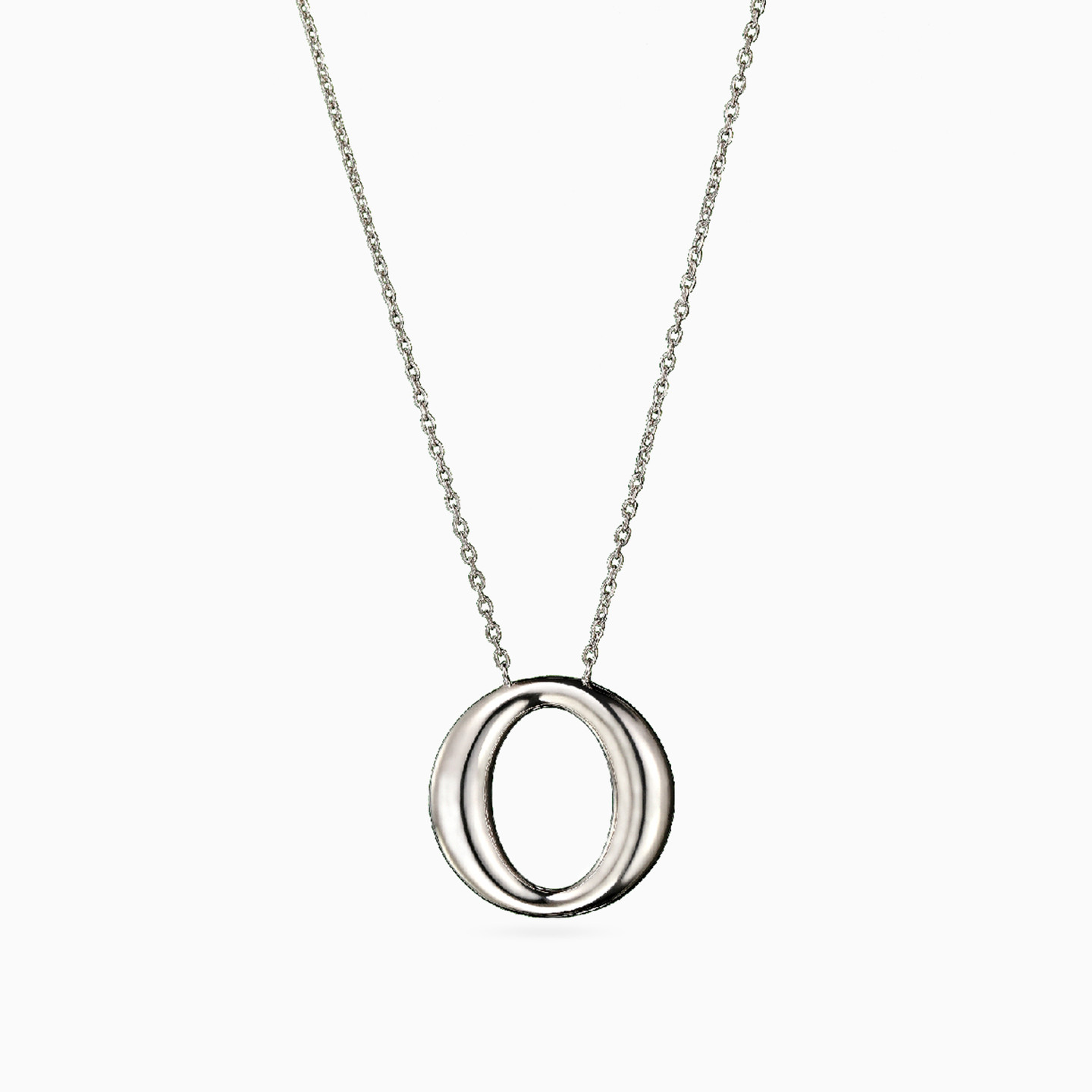 Circle Sterling Silver Necklace - 2 Circle Sterling Silver Necklace - 2