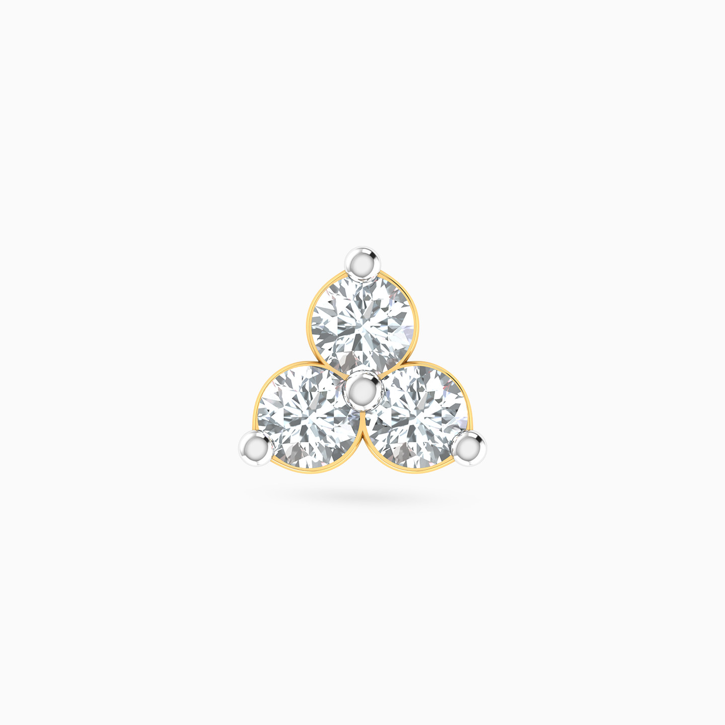 Flower Diamonds Nose Pin Piercing in 18K Gold - 2 Flower Diamonds Nose Pin Piercing in 18K Gold - 2