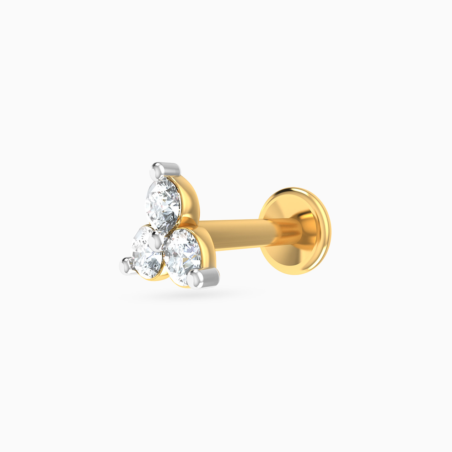 Flower Diamonds Nose Pin Piercing in 18K Gold - 3 Flower Diamonds Nose Pin Piercing in 18K Gold - 3