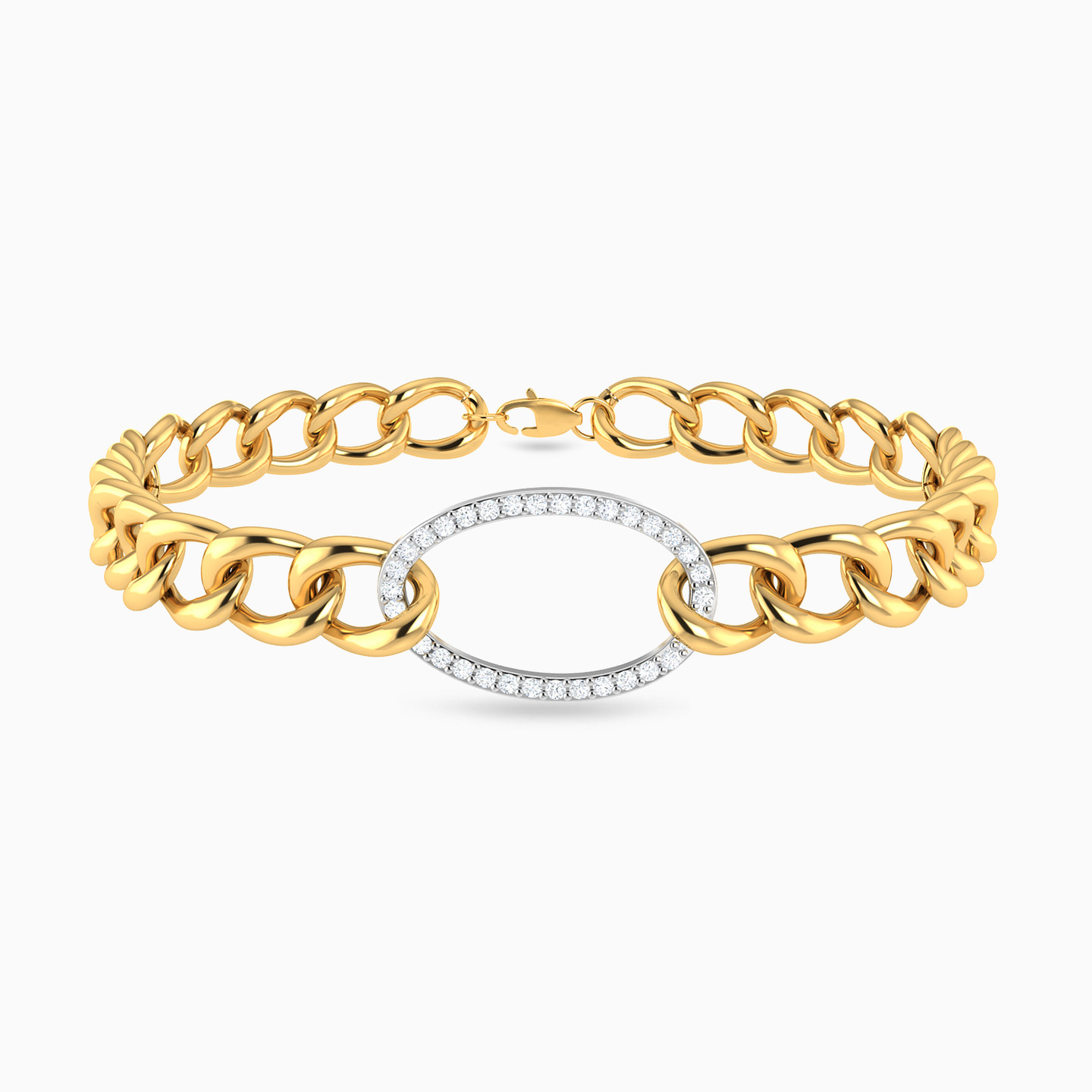 Links Diamonds Chain Bracelet in 18K Gold