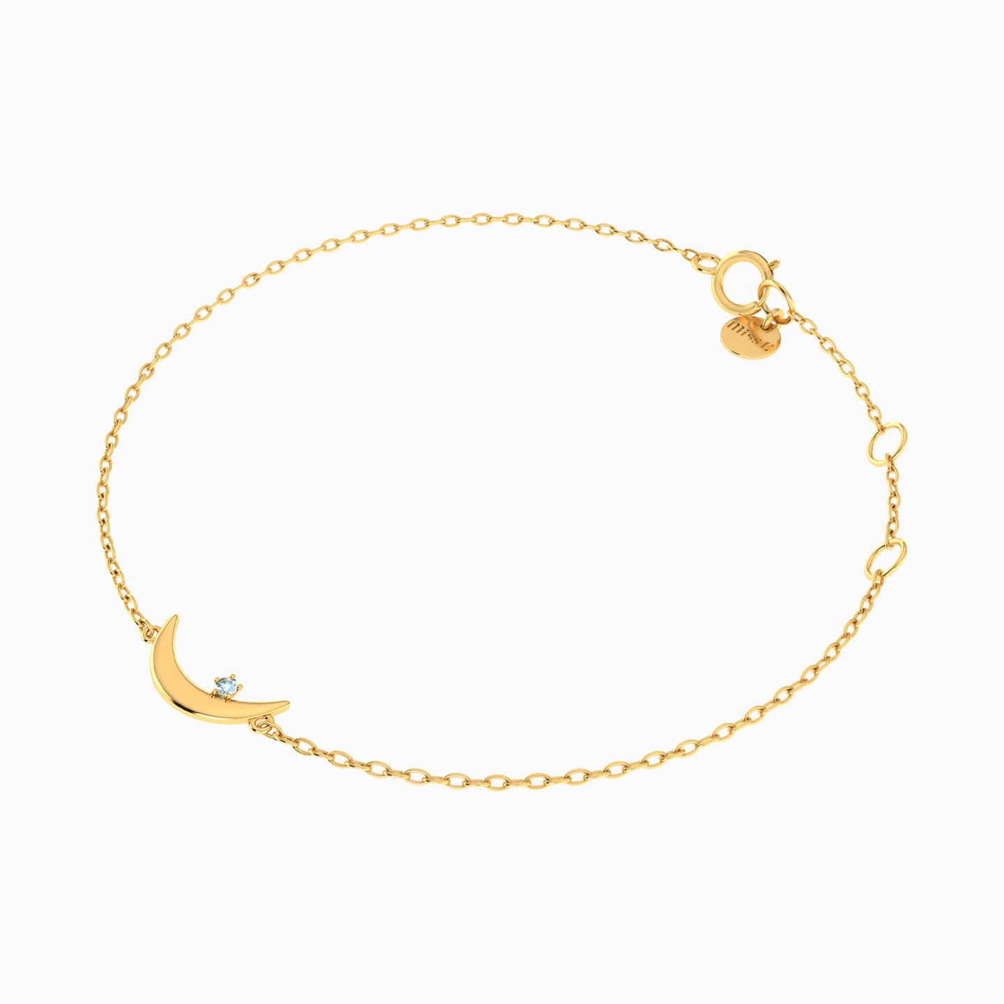 Crescent Colored Stones Chain Bracelet in 18K Gold - 2 Crescent Colored Stones Chain Bracelet in 18K Gold - 2