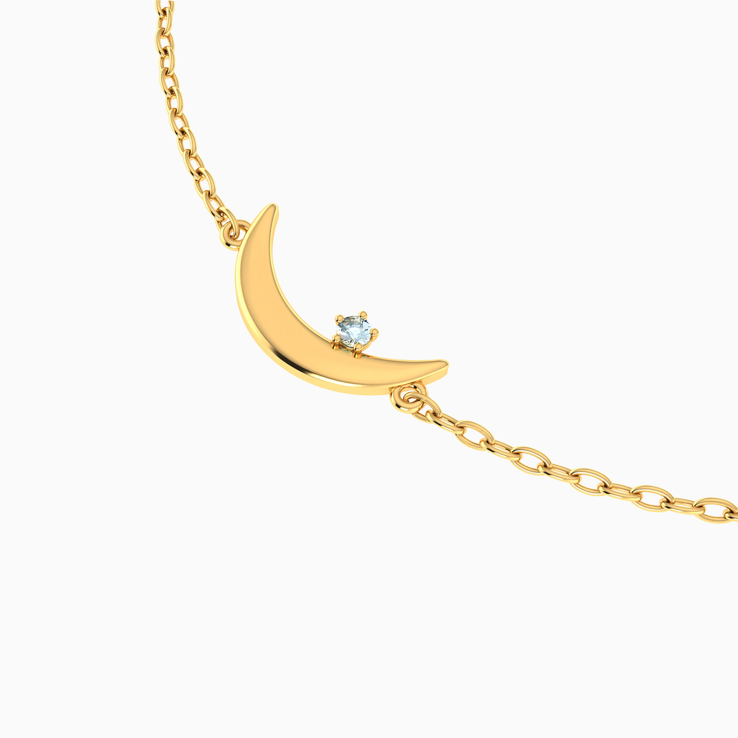 Crescent Colored Stones Chain Bracelet in 18K Gold - 3