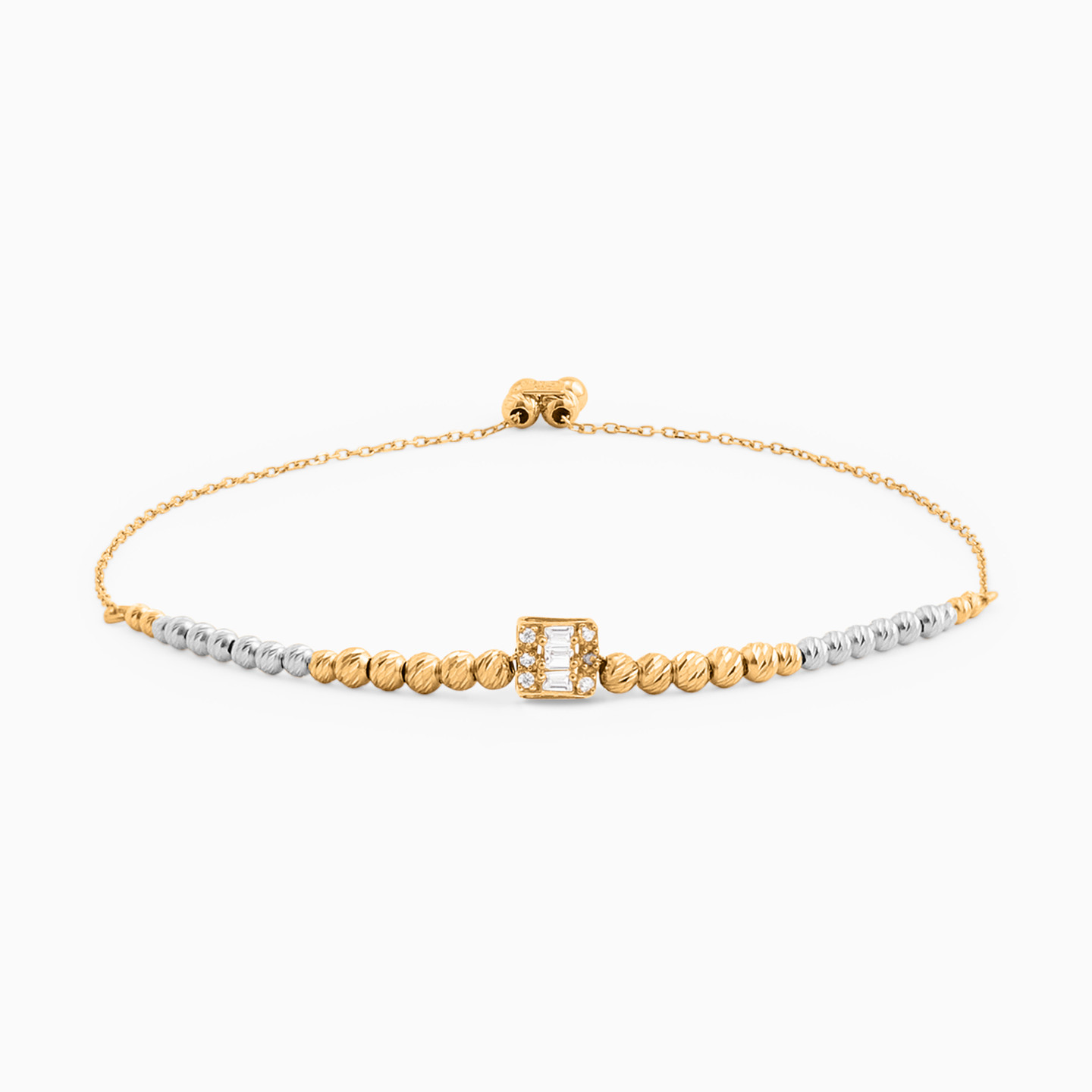 Beaded Cubic Zirconia Chain Bracelet in 21K Gold Beaded Cubic Zirconia Chain Bracelet in 21K Gold