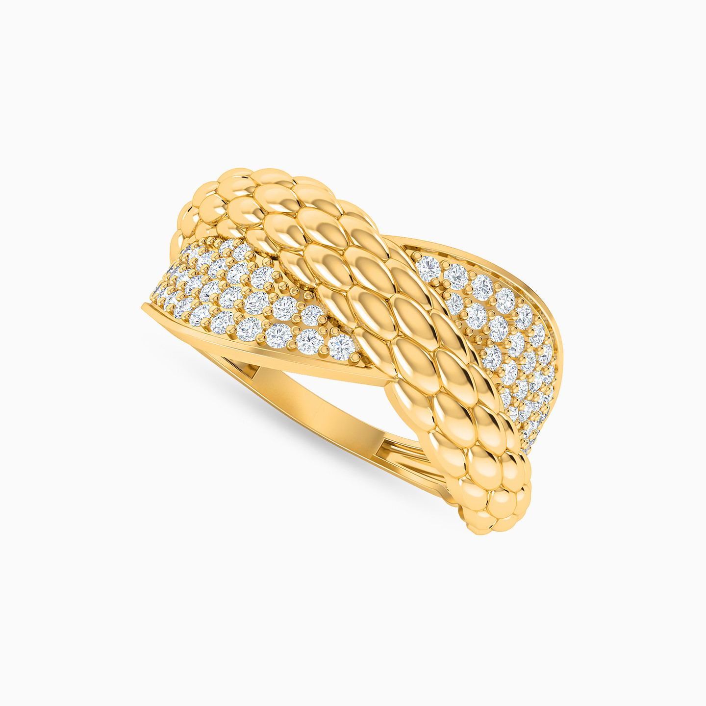 Twist Cubic Zirconia Ring in 21K Gold - 2 Twist Cubic Zirconia Ring in 21K Gold - 2