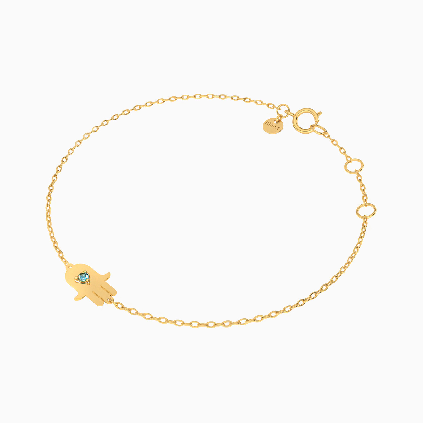 Hamsa Colored Stones Chain Bracelet in 18K Gold - 2 Hamsa Colored Stones Chain Bracelet in 18K Gold - 2