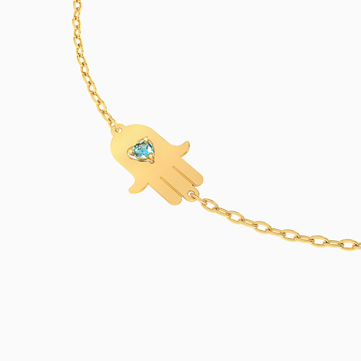 Hamsa Colored Stones Chain Bracelet in 18K Gold - 3