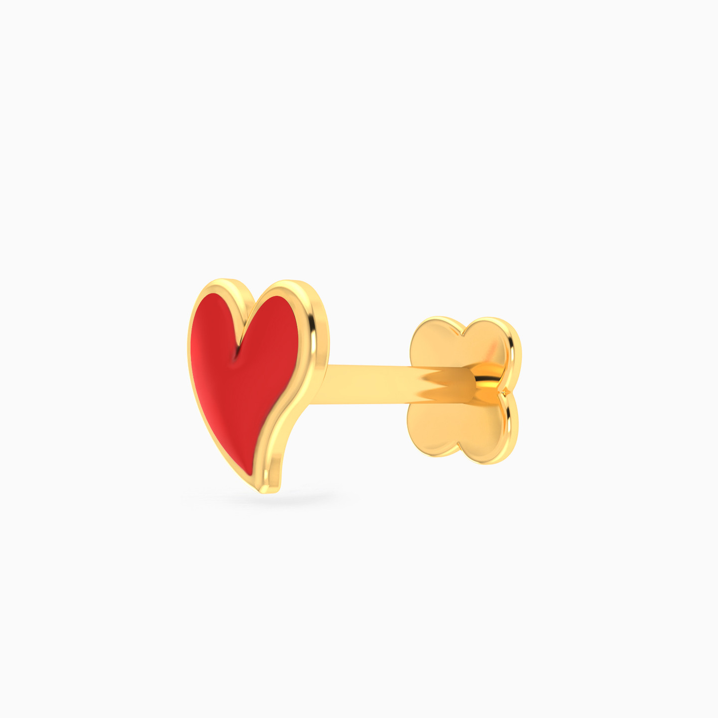 Heart Enamel Coated Nose Pin in 18K Gold - 2