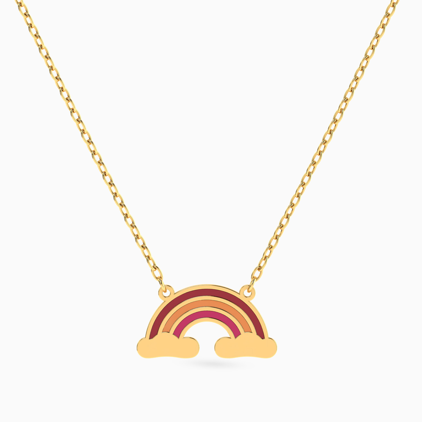 Kids Rainbow Enamel Coated Necklace in 18K Gold - 2 Kids Rainbow Enamel Coated Necklace in 18K Gold - 2