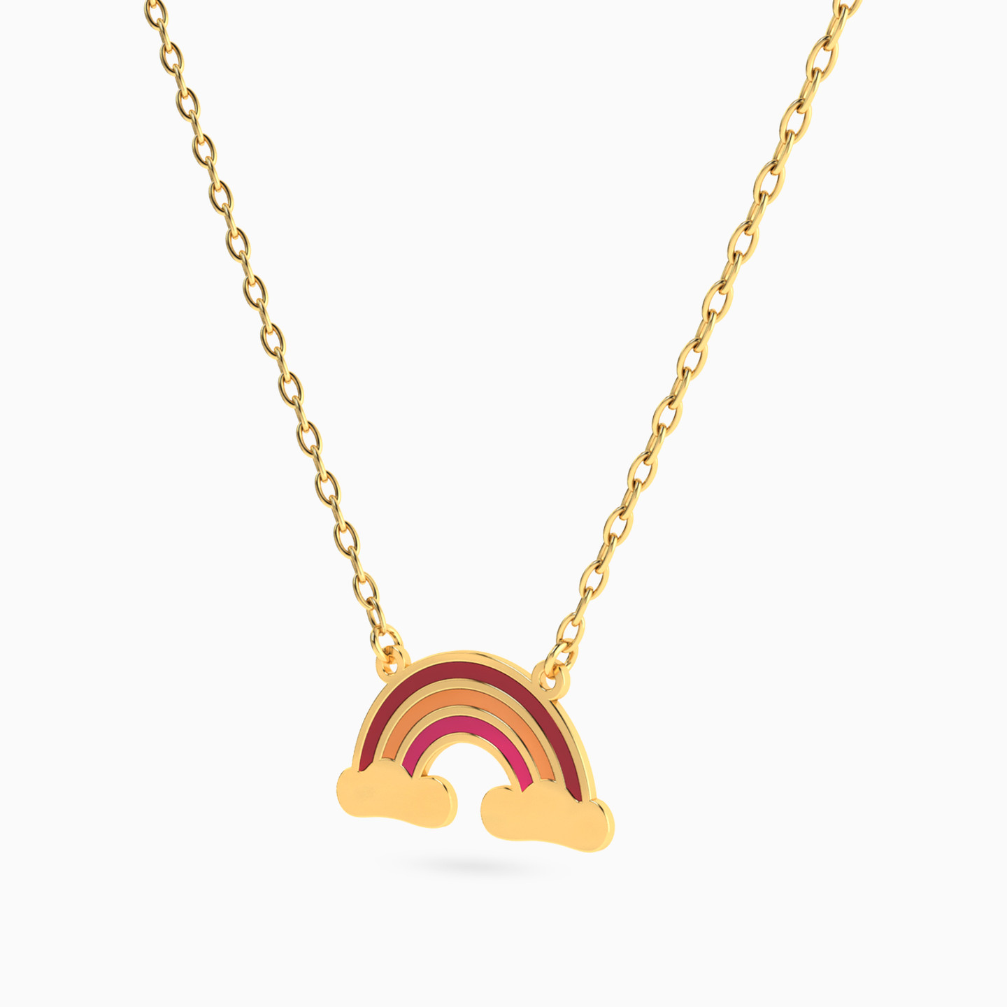 Kids Rainbow Enamel Coated Necklace in 18K Gold - 3 Kids Rainbow Enamel Coated Necklace in 18K Gold - 3