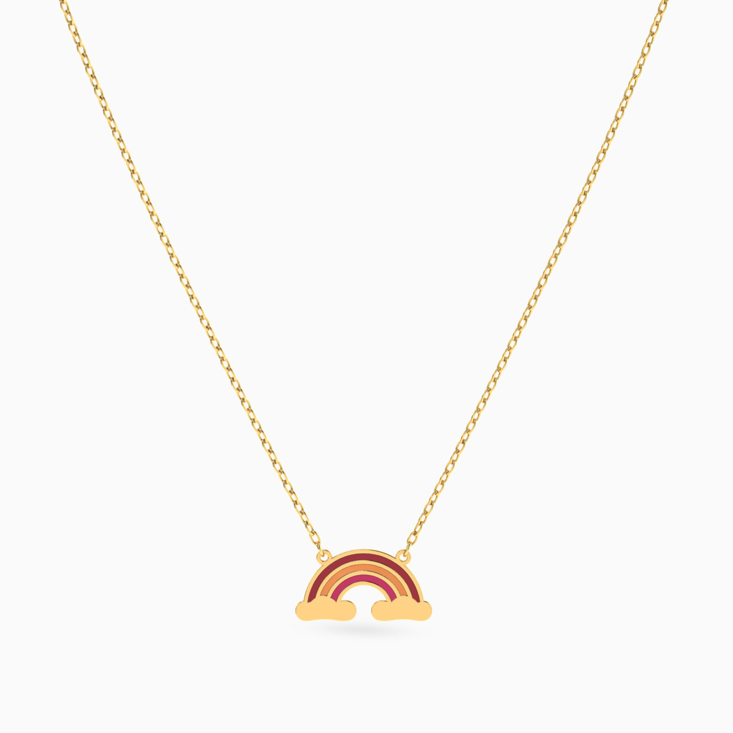 Kids Rainbow Enamel Coated Necklace in 18K Gold - 4 Kids Rainbow Enamel Coated Necklace in 18K Gold - 4