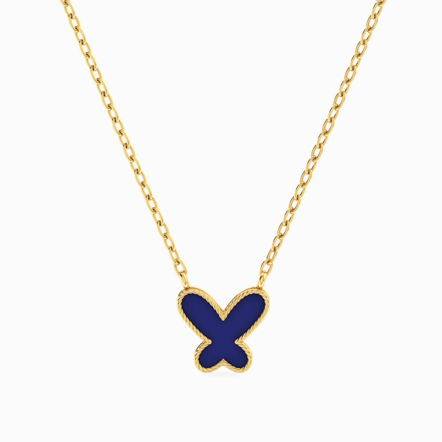 Kids Butterfly Enamel Coated Necklace in 18K Gold