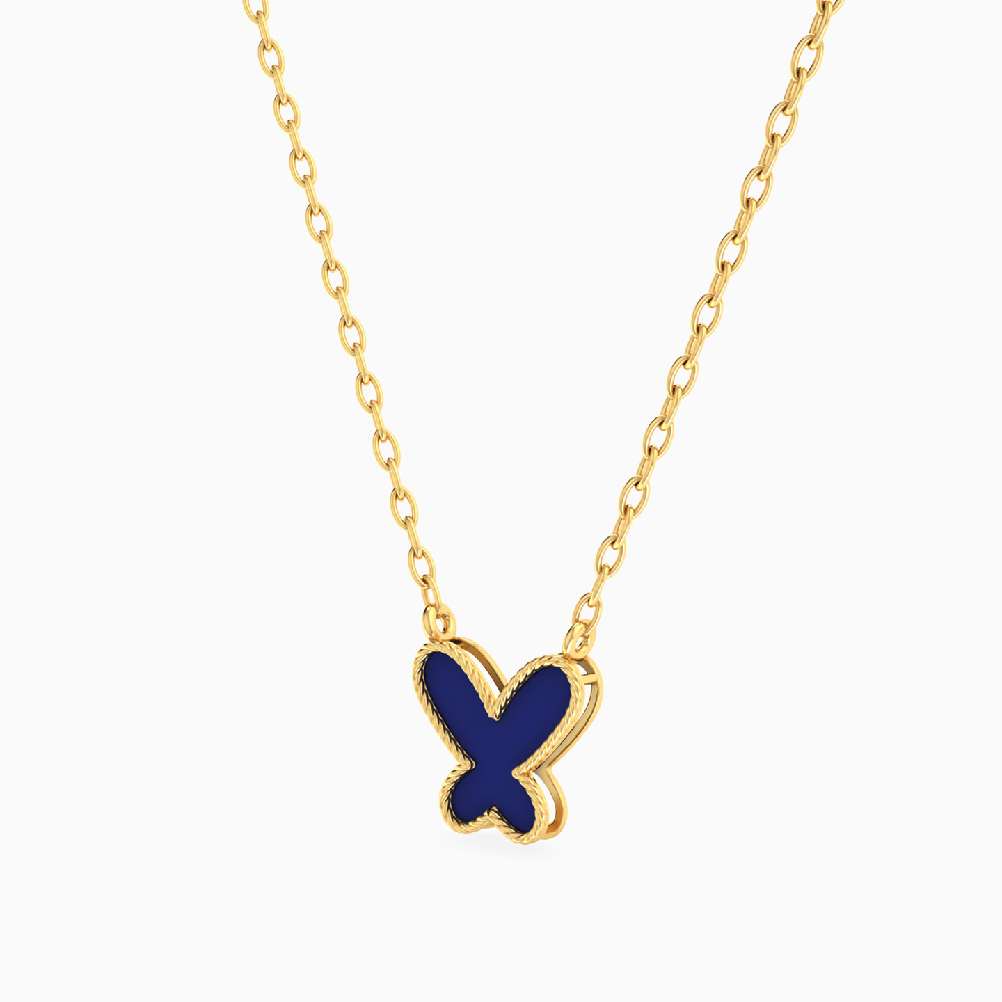 Kids Butterfly Enamel Coated Necklace in 18K Gold - 2