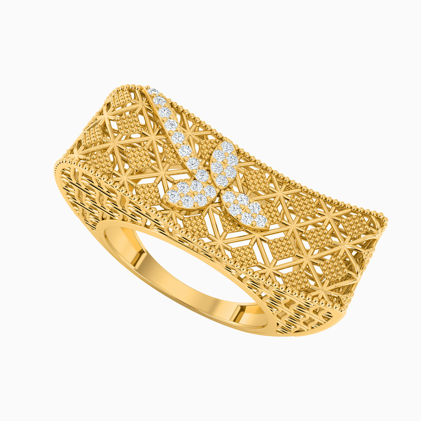 21K Gold Cubic Zirconia Statement Ring - 2