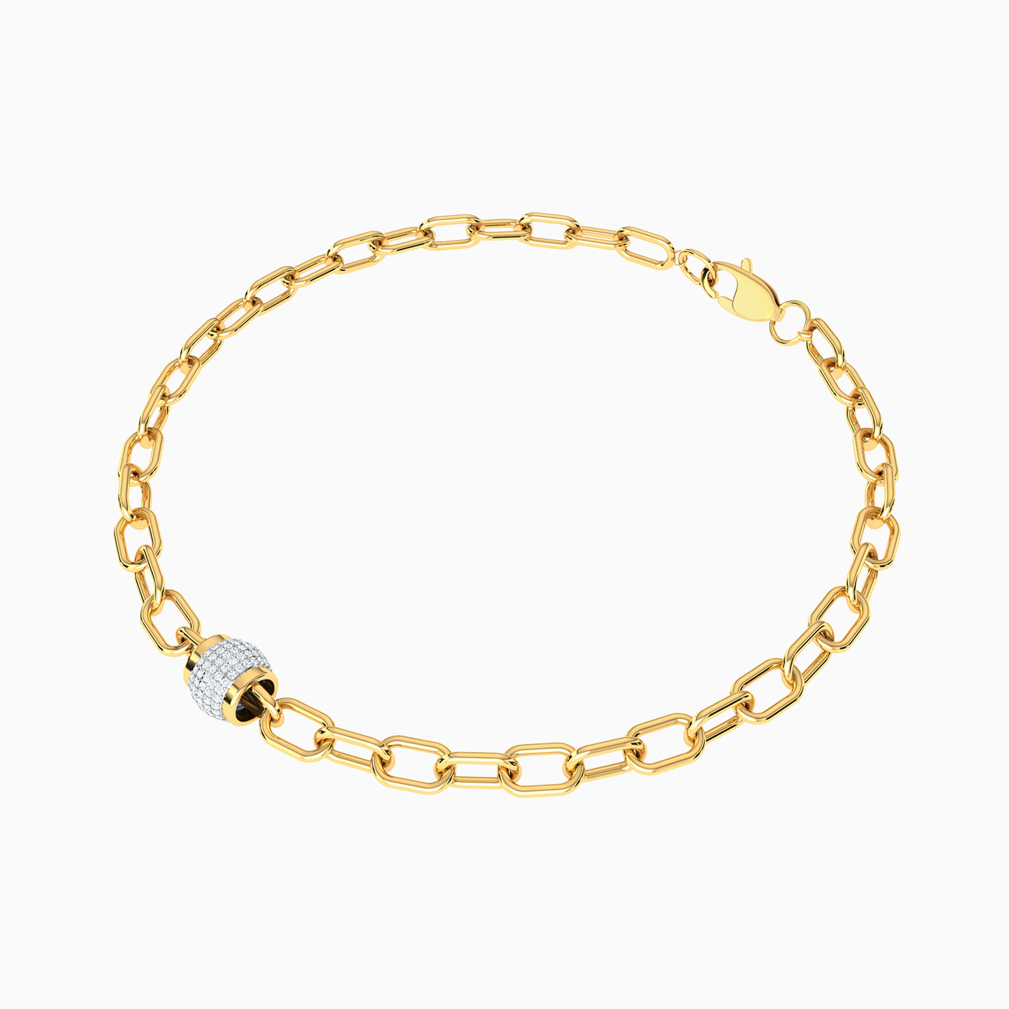 Links Diamonds Chain Bracelet in 18K Gold - 2 Links Diamonds Chain Bracelet in 18K Gold - 2