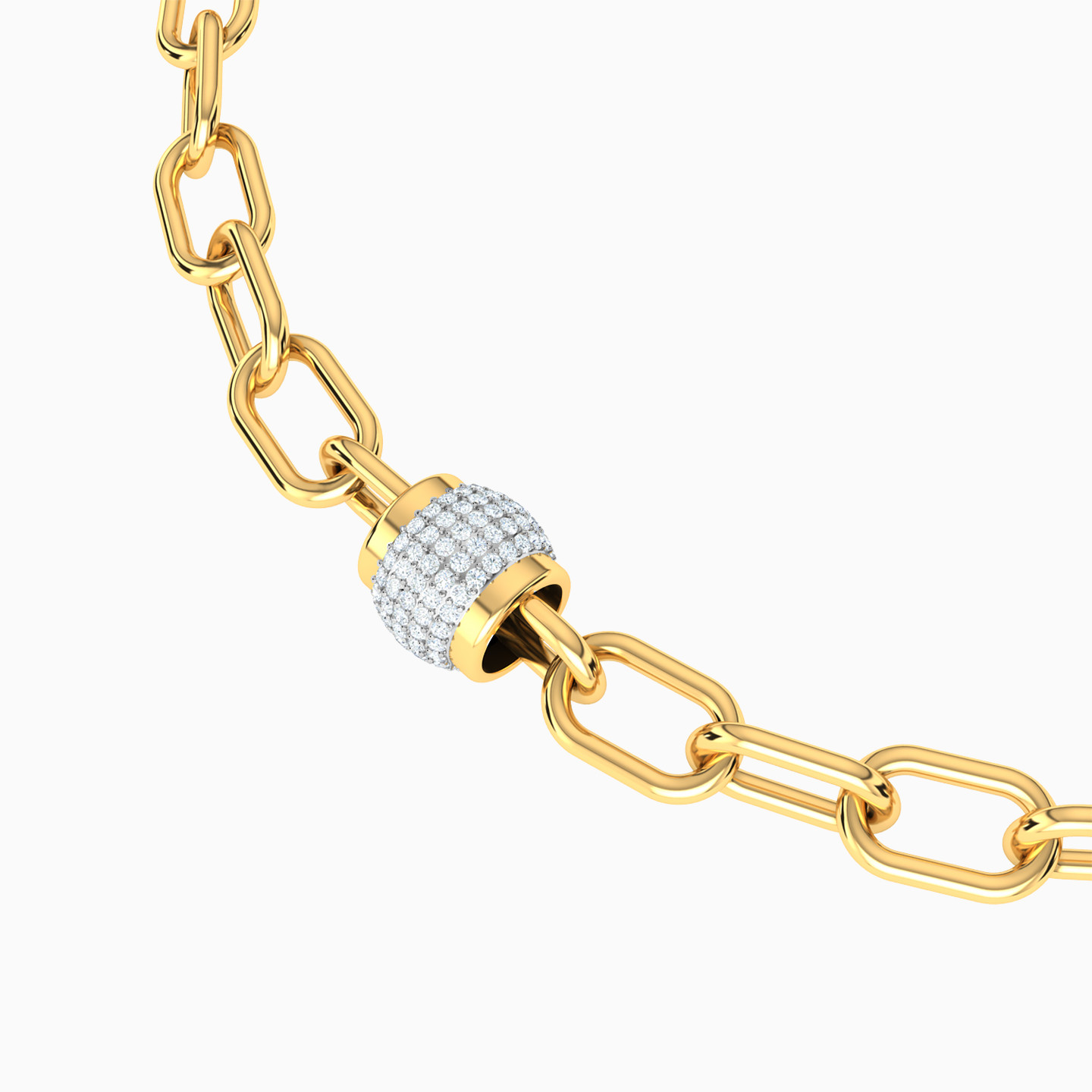 Links Diamonds Chain Bracelet in 18K Gold - 3 Links Diamonds Chain Bracelet in 18K Gold - 3