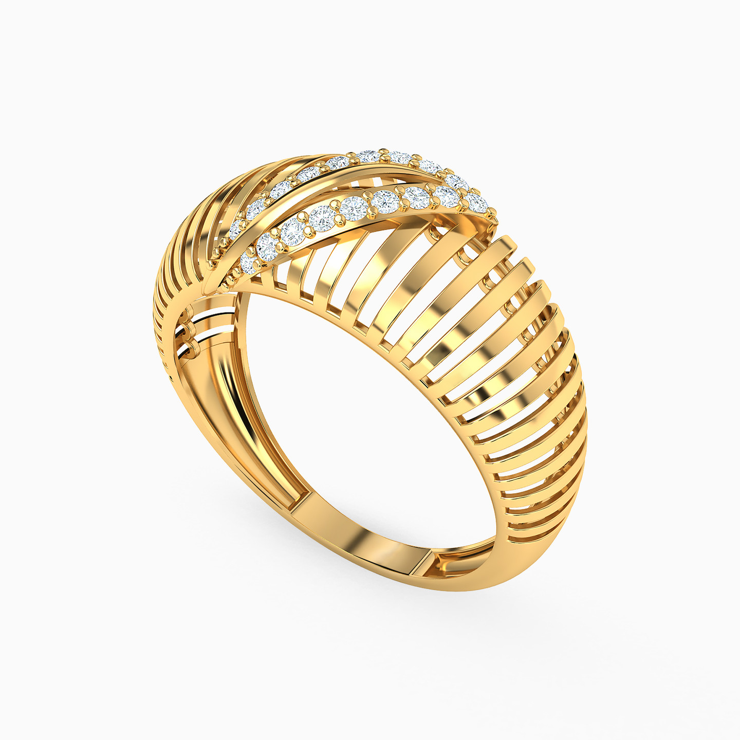 Abstract Cubic Zirconia Ring in 21K Gold - 3 Abstract Cubic Zirconia Ring in 21K Gold - 3