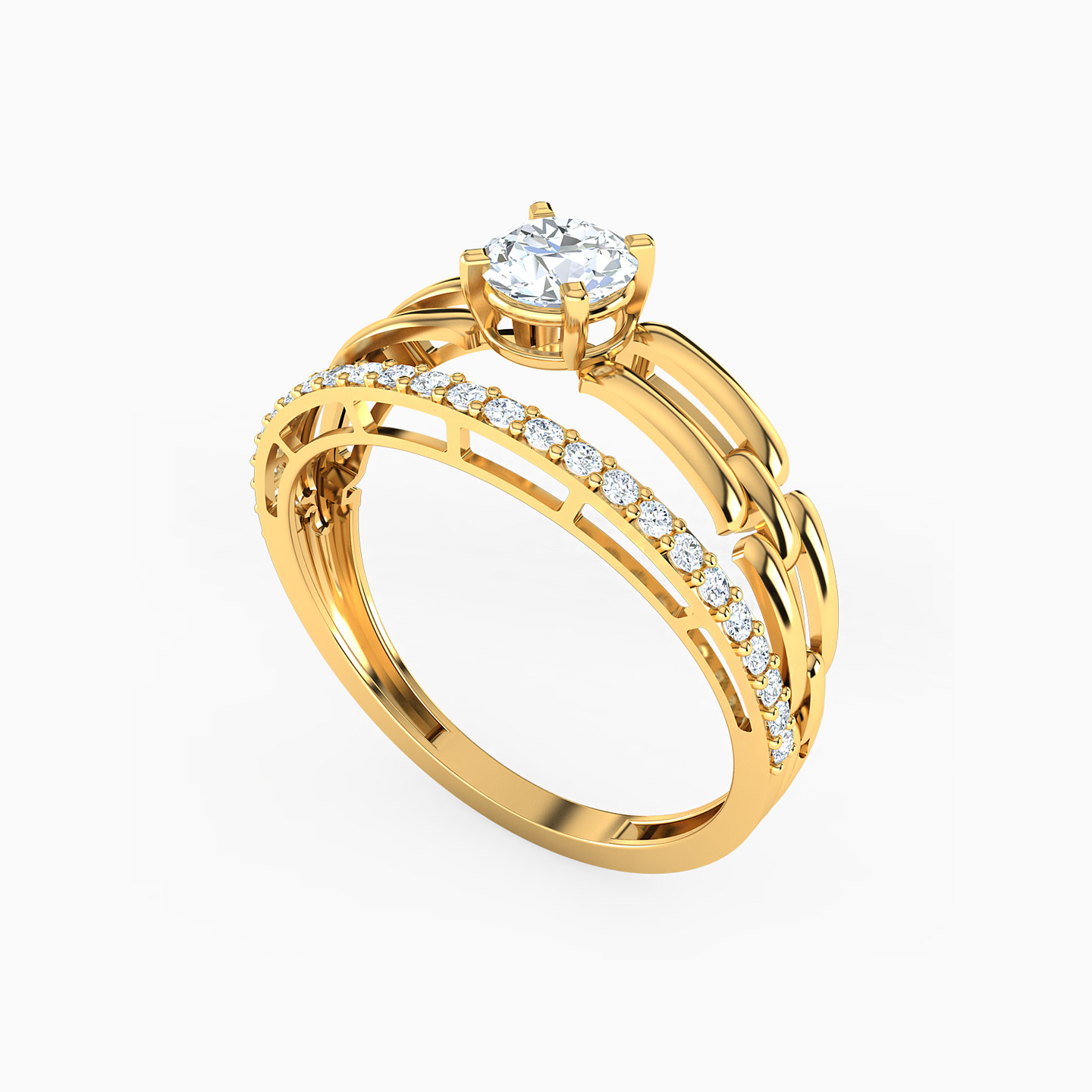 Circle Cubic Zirconia Ring in 21K Gold - 2