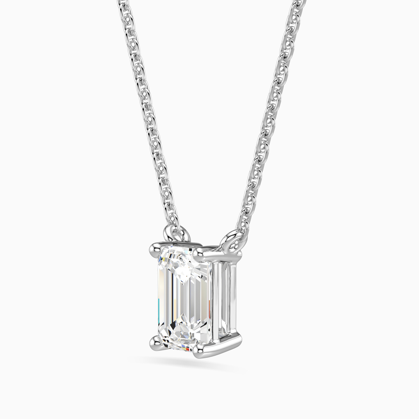 Baguette Lab Grown Diamond Pendant with 18K Gold Chain - 2